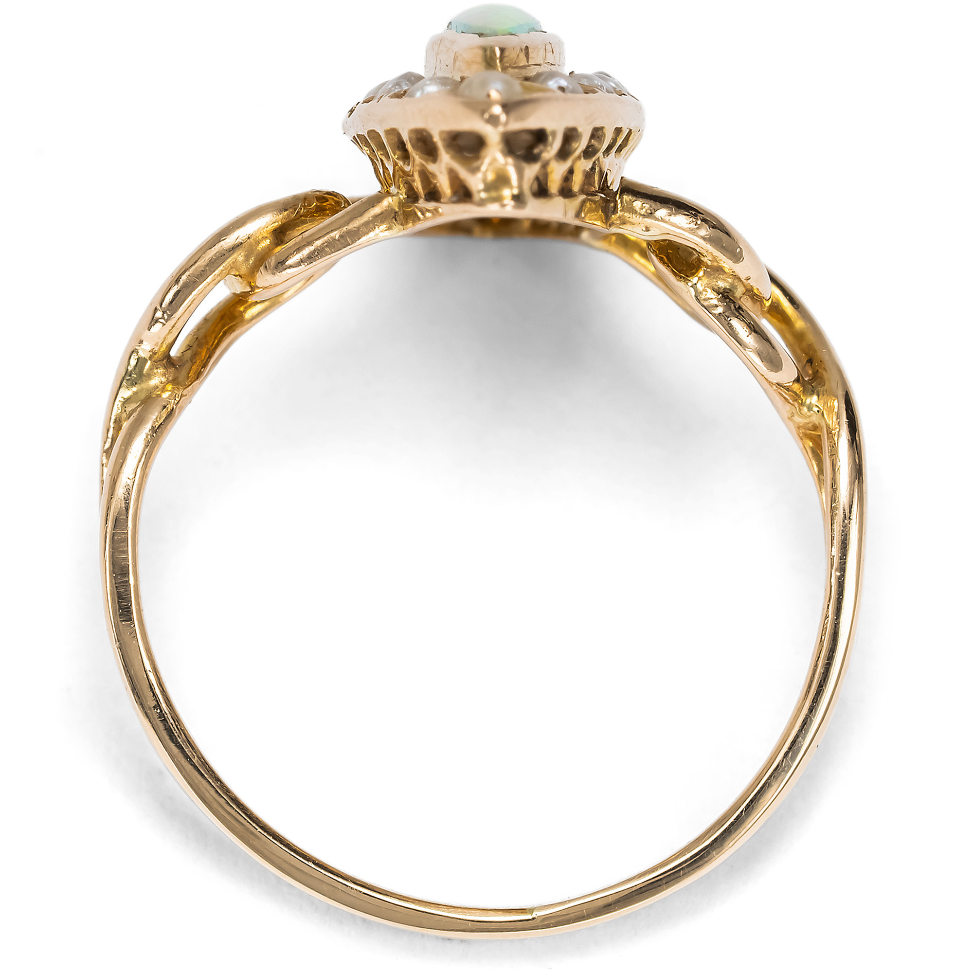 Antiker Marquise-Ring mit Opal & Perlen in Gold, um 1900 Antiker Marquise-Ring mit Opal & Perlen in Gold, um 1900