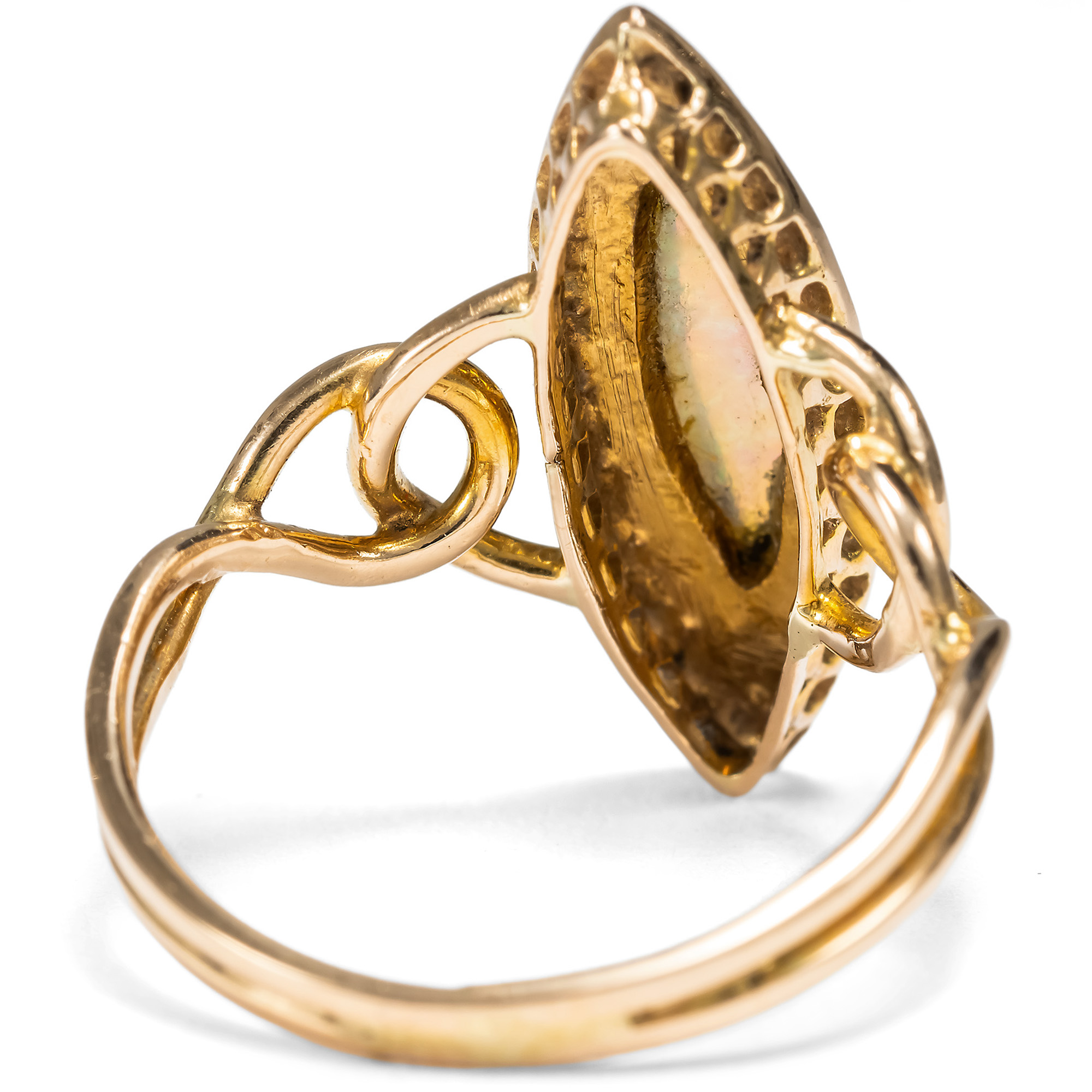 Antiker Marquise-Ring mit Opal & Perlen in Gold, um 1900 Antiker Marquise-Ring mit Opal & Perlen in Gold, um 1900