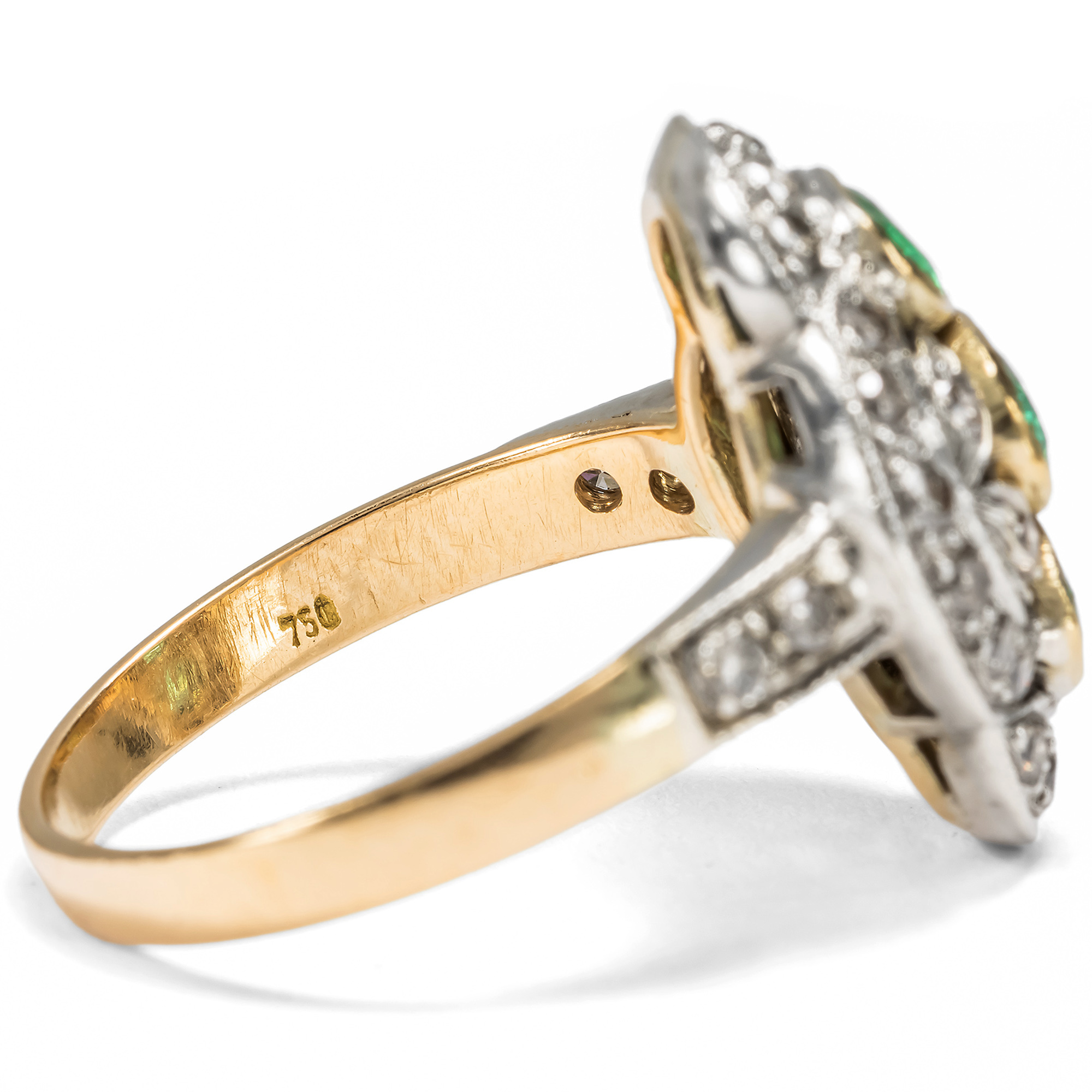 Eleganter vintage Ring mit Smaragden & Diamanten, um 1980 Eleganter vintage Ring mit Smaragden & Diamanten, um 1980