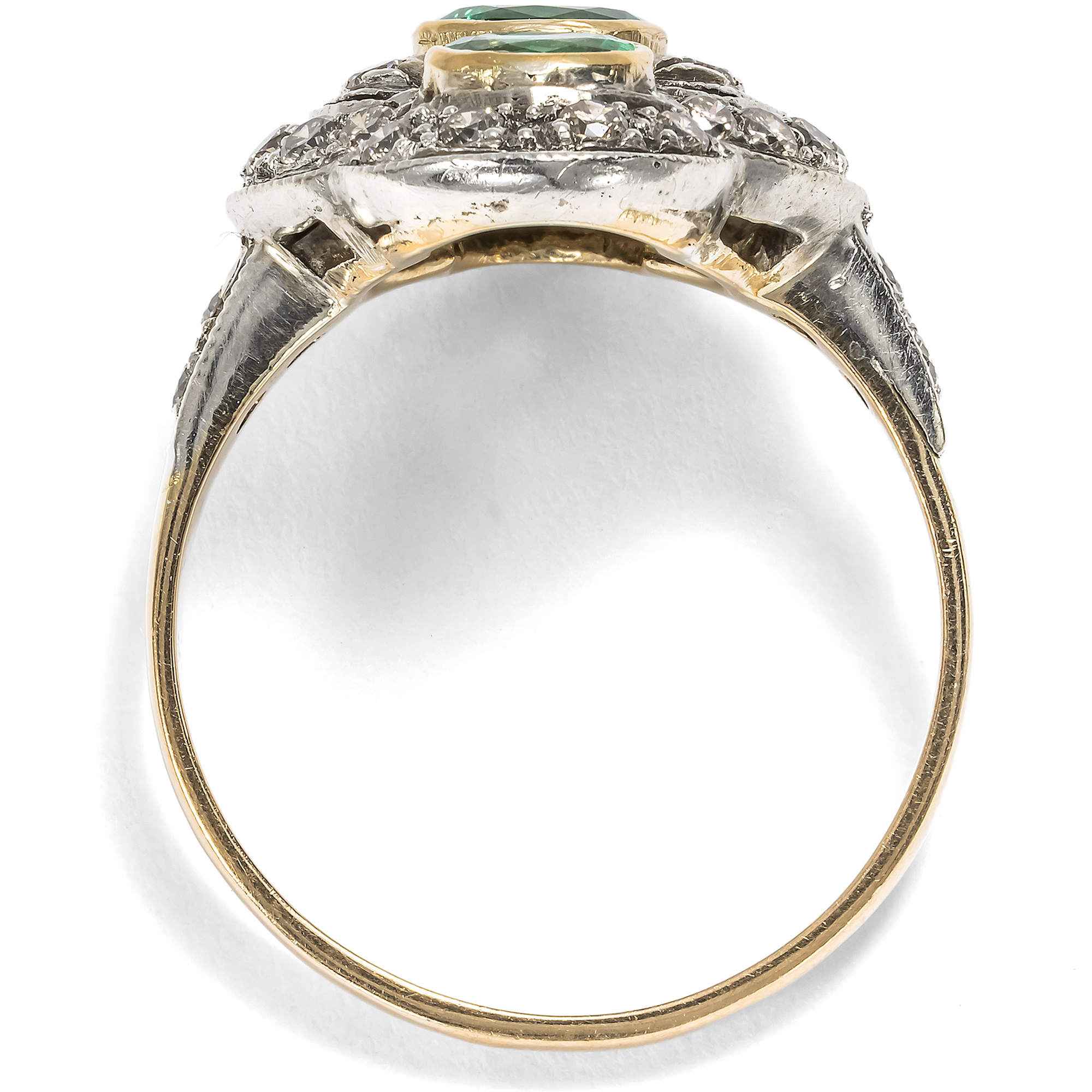 Eleganter vintage Ring mit Smaragden & Diamanten, um 1980 Eleganter vintage Ring mit Smaragden & Diamanten, um 1980