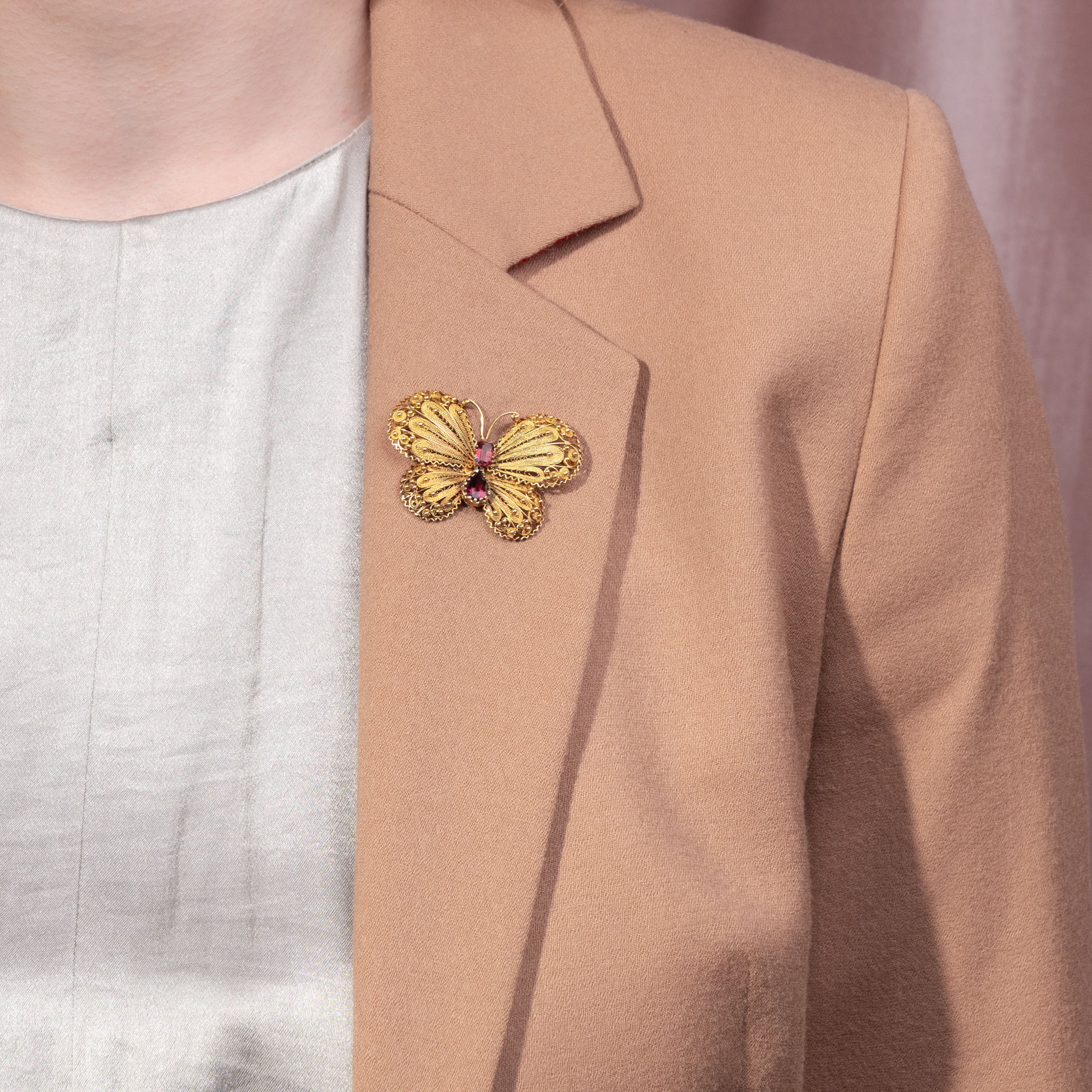Vintage Butterfly Brooch in Gold & Tourmalines, c. 1950 Vintage Butterfly Brooch in Gold & Tourmalines, c. 1950