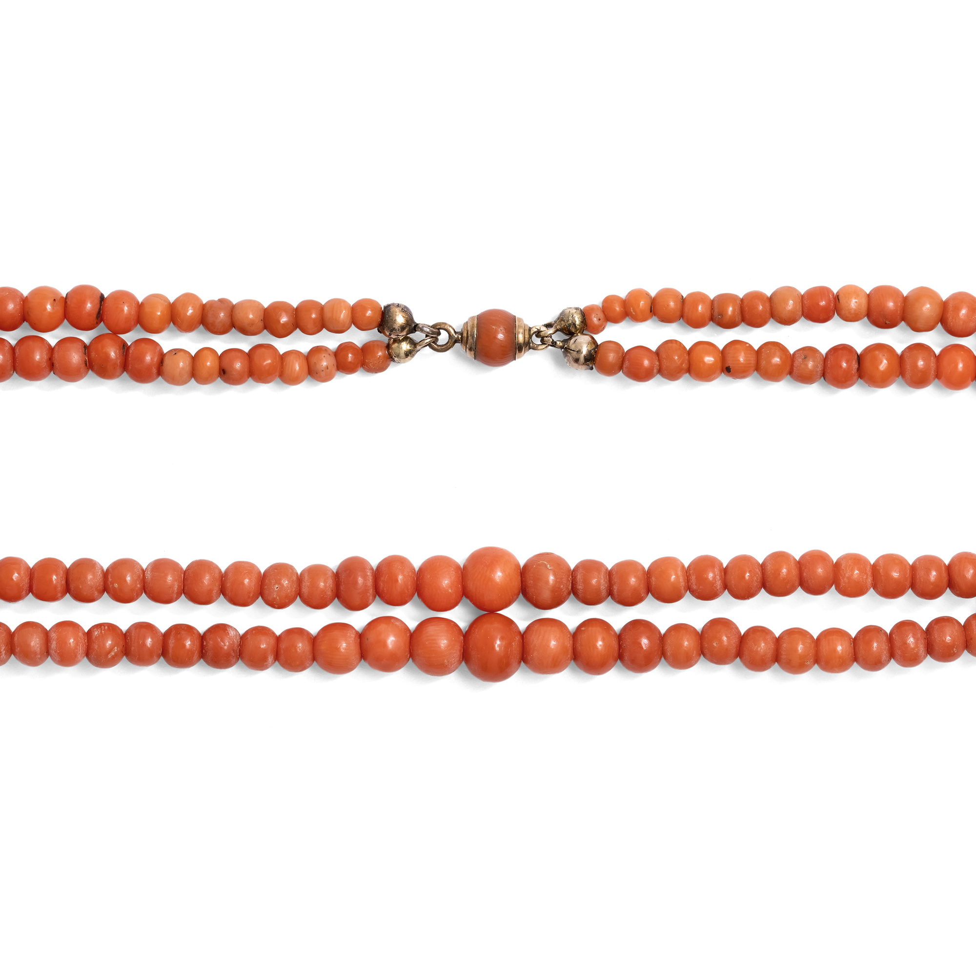 Antique, double-strand necklace made of so-called Sciacca coral, Italy, c. 1900 Antique, double-strand necklace made of so-called Sciacca coral, Italy, c. 1900