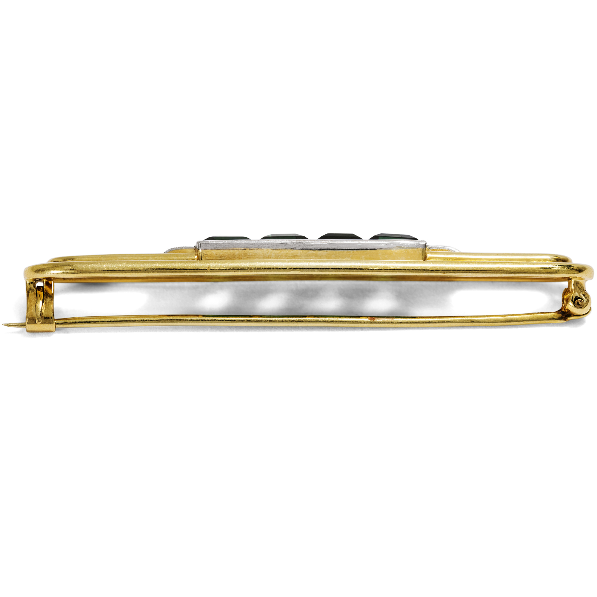 Elegante vintage Brosche mit Turmalinen & Diamanten in Gold, um 1950 Elegante vintage Brosche mit Turmalinen & Diamanten in Gold, um 1950