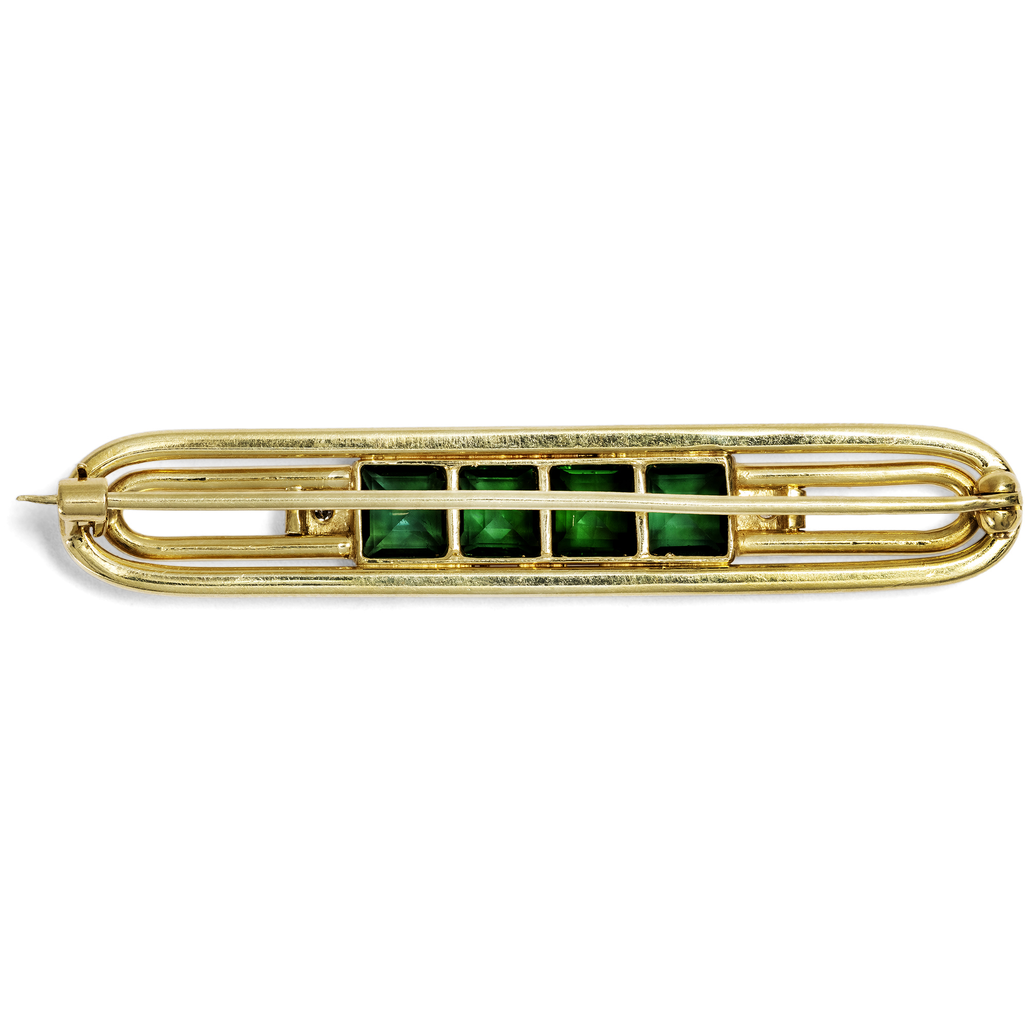 Elegante vintage Brosche mit Turmalinen & Diamanten in Gold, um 1950 Elegante vintage Brosche mit Turmalinen & Diamanten in Gold, um 1950