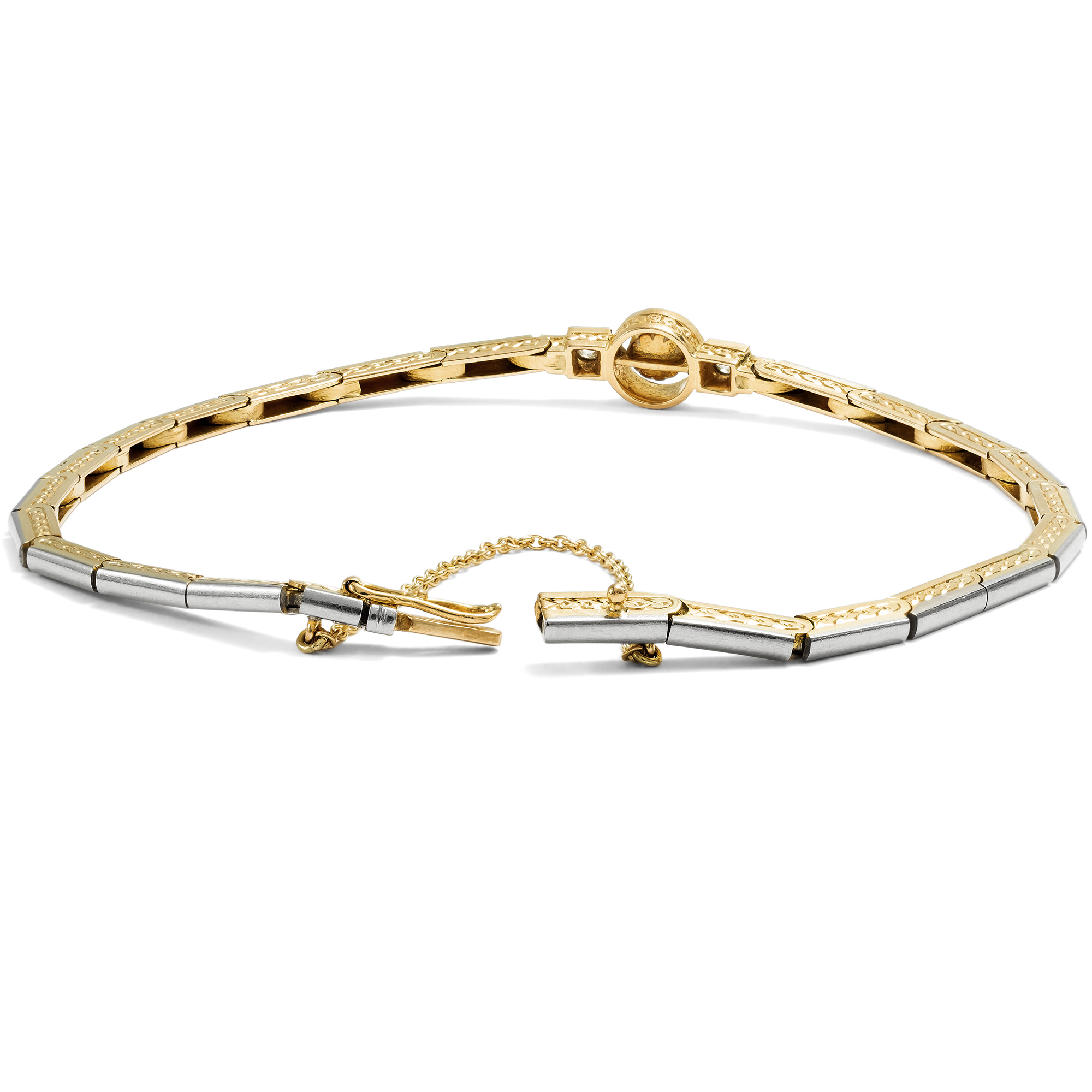 Antikes Armband mit Diamanten & Naturperle in Platin auf Gold, um 1920 Antikes Armband mit Diamanten & Naturperle in Platin auf Gold, um 1920
