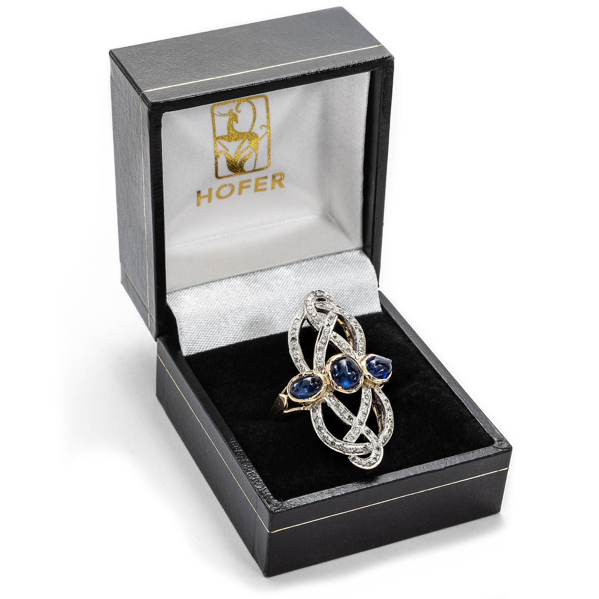 Großer Ring in historischer Form mit Saphiren & Diamanten, um 1985 Großer Ring in historischer Form mit Saphiren & Diamanten, um 1985