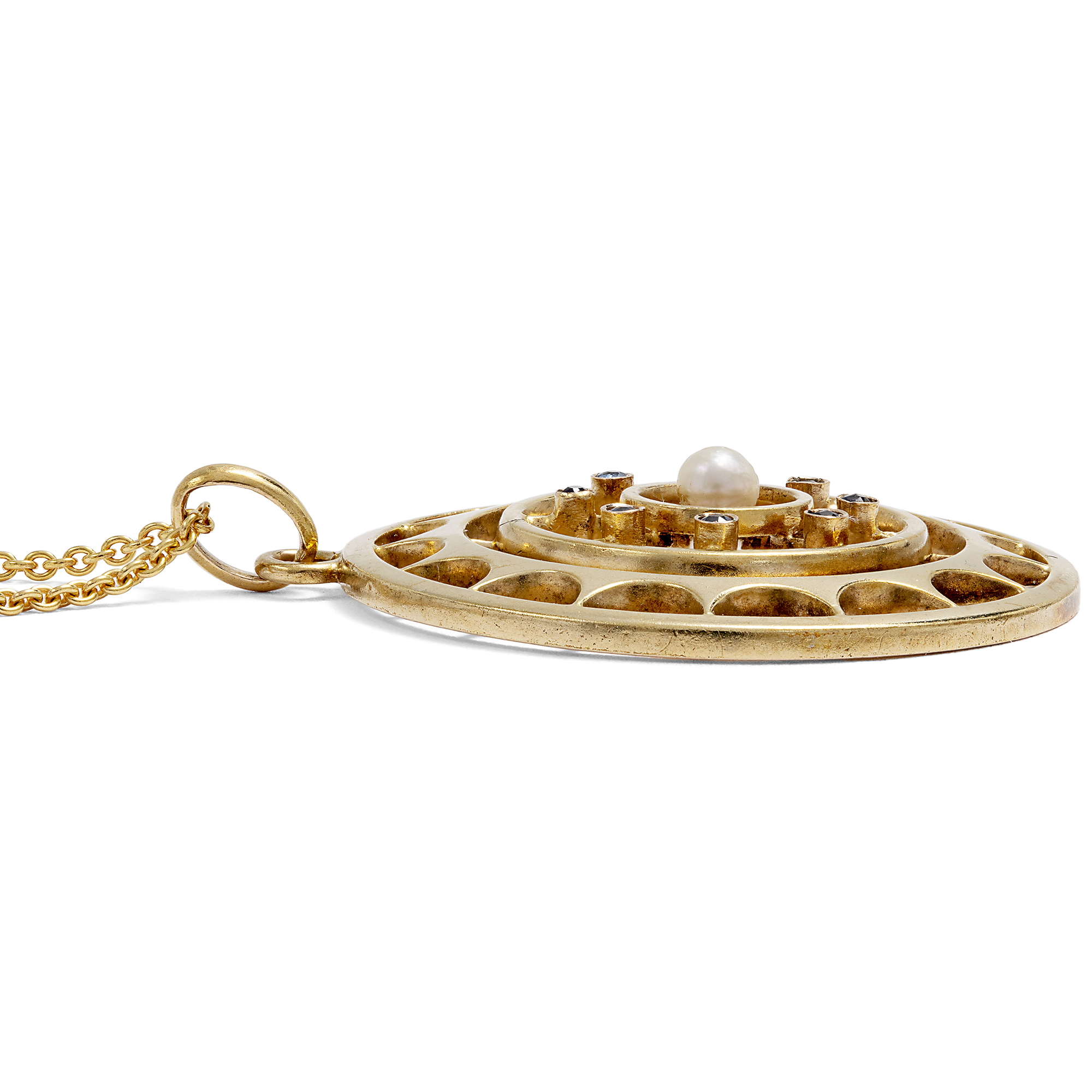 Antiker Anhänger mit Perle & Saphiren in Gold, um 1910 Antiker Anhänger mit Perle & Saphiren in Gold, um 1910