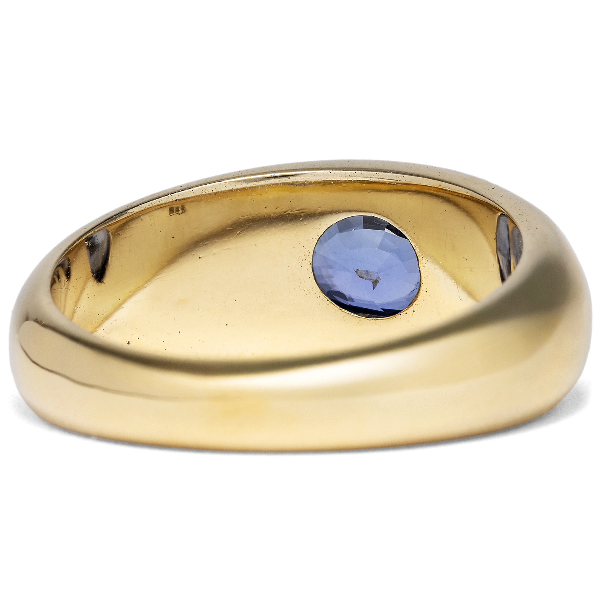 Zeitloser Bandring mit unbehandeltem Saphir & Brillanten in Gold, um 1985 Zeitloser Bandring mit unbehandeltem Saphir & Brillanten in Gold, um 1985