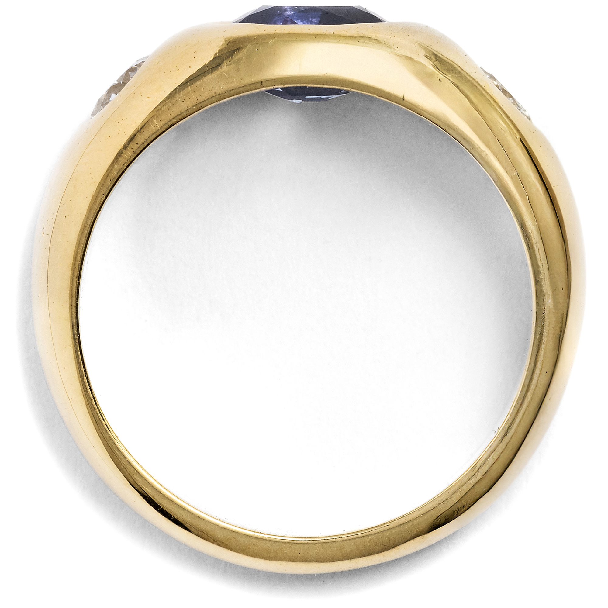 Zeitloser Bandring mit unbehandeltem Saphir & Brillanten in Gold, um 1985 Zeitloser Bandring mit unbehandeltem Saphir & Brillanten in Gold, um 1985