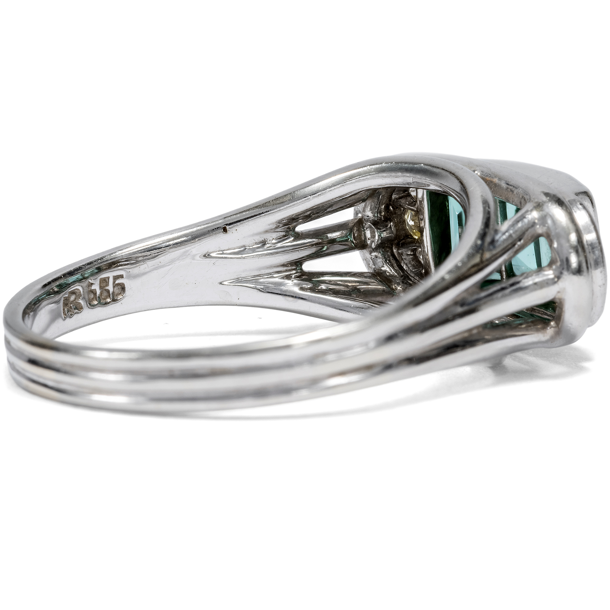 Vintage Ring mit Turmalinen & Diamanten in Weißgold, Deutschland um 1955 Vintage Ring mit Turmalinen & Diamanten in Weißgold, Deutschland um 1955