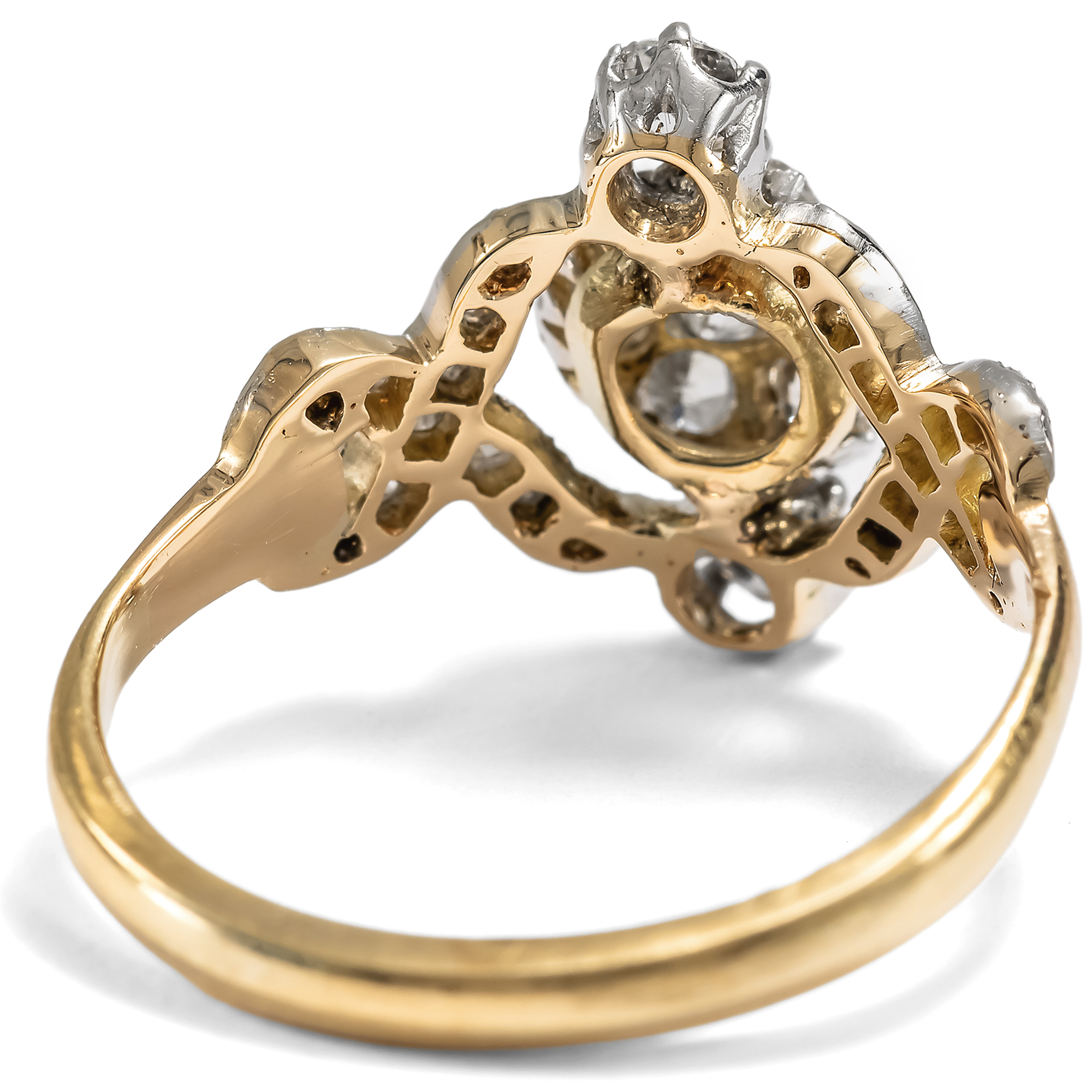 Eleganter Ring der Belle Époque mit Diamanten in Platin & Gold, um 1905 Eleganter Ring der Belle Époque mit Diamanten in Platin & Gold, um 1905