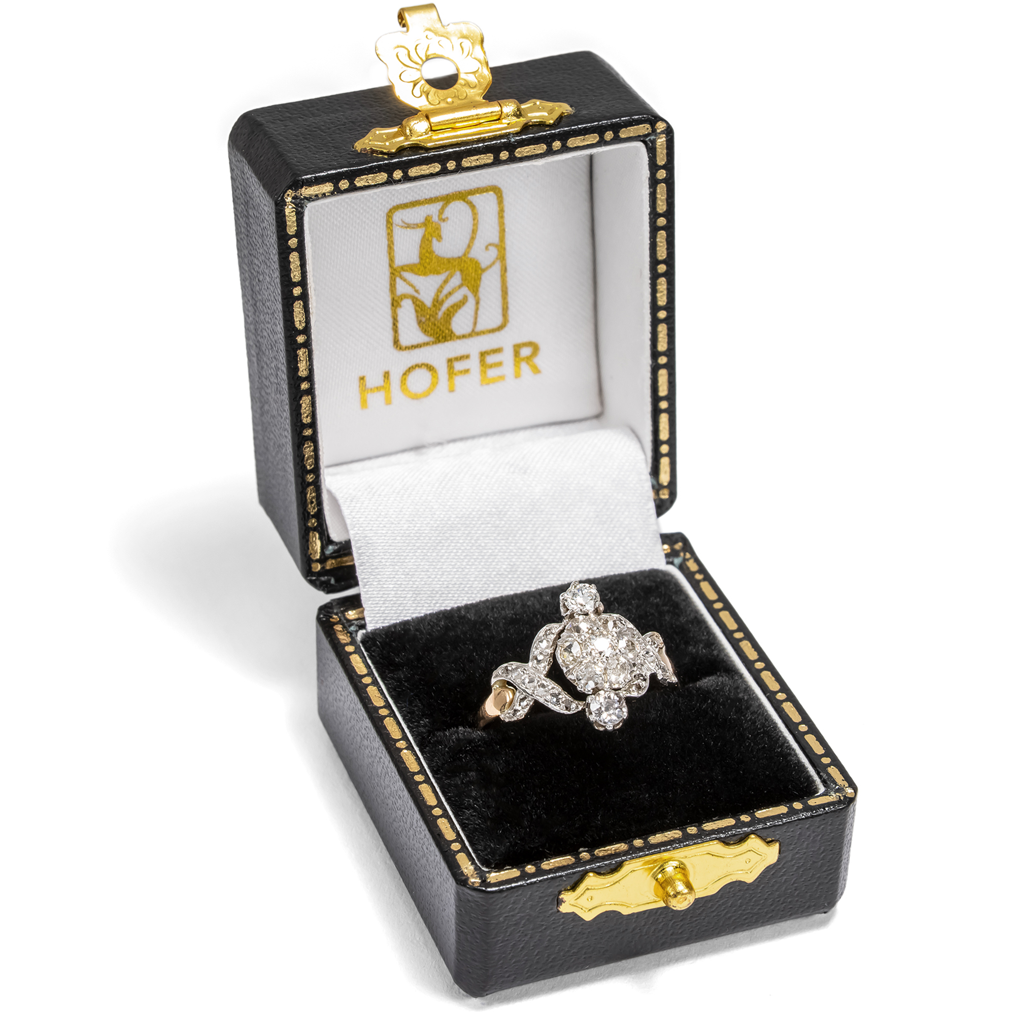 Eleganter Ring der Belle Époque mit Diamanten in Platin & Gold, um 1905 Eleganter Ring der Belle Époque mit Diamanten in Platin & Gold, um 1905