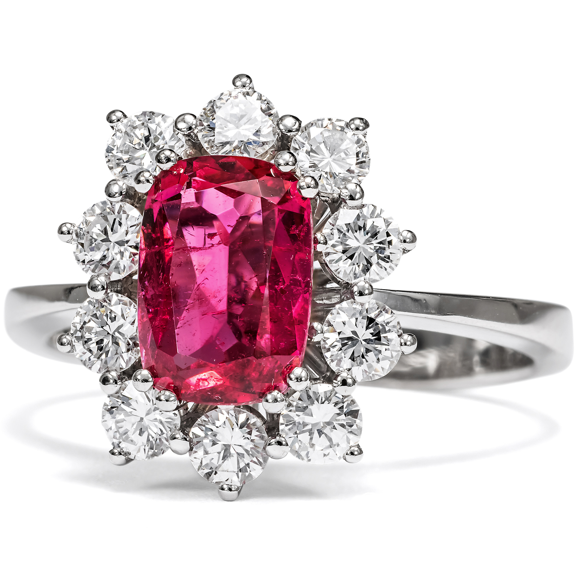 Bezaubernder vintage Ring mit rosa Turmalin & Diamanten, um 1970 Bezaubernder vintage Ring mit rosa Turmalin & Diamanten, um 1970