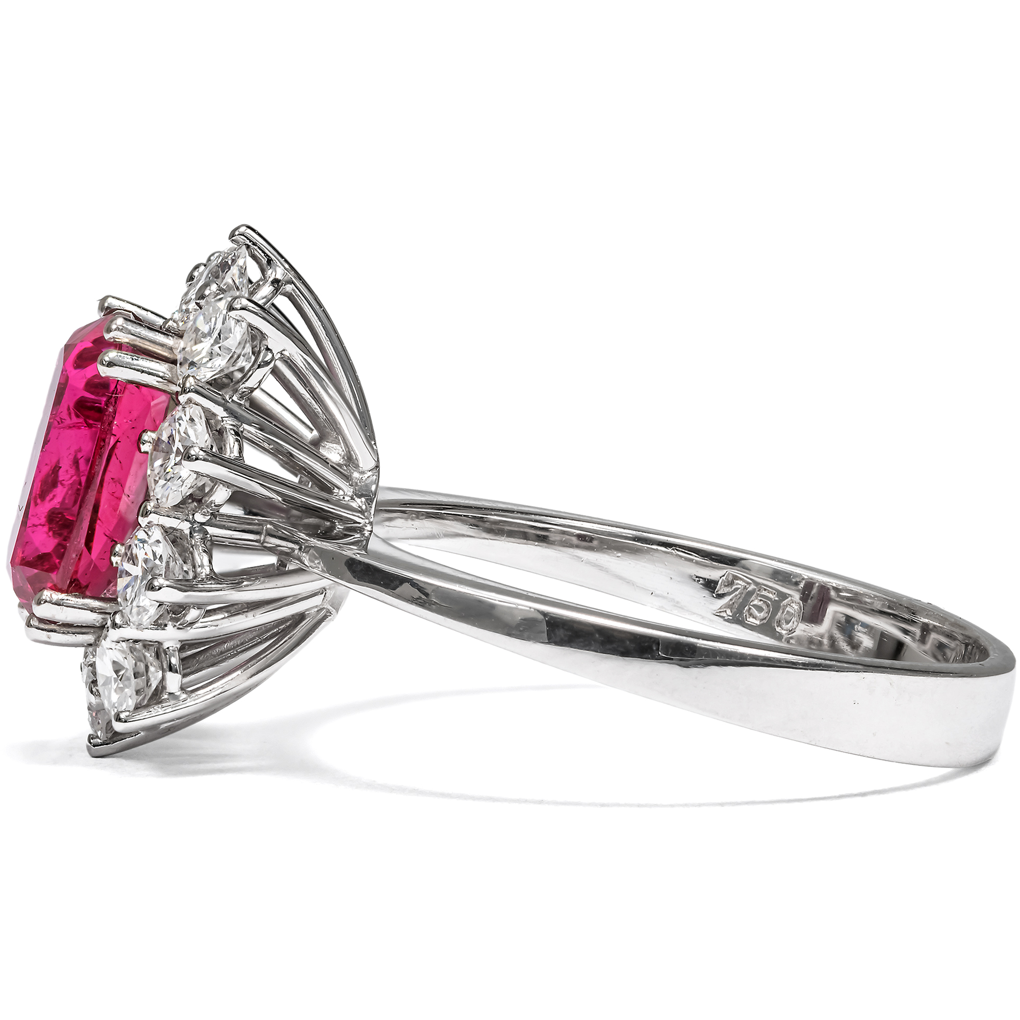 Bezaubernder vintage Ring mit rosa Turmalin & Diamanten, um 1970 Bezaubernder vintage Ring mit rosa Turmalin & Diamanten, um 1970