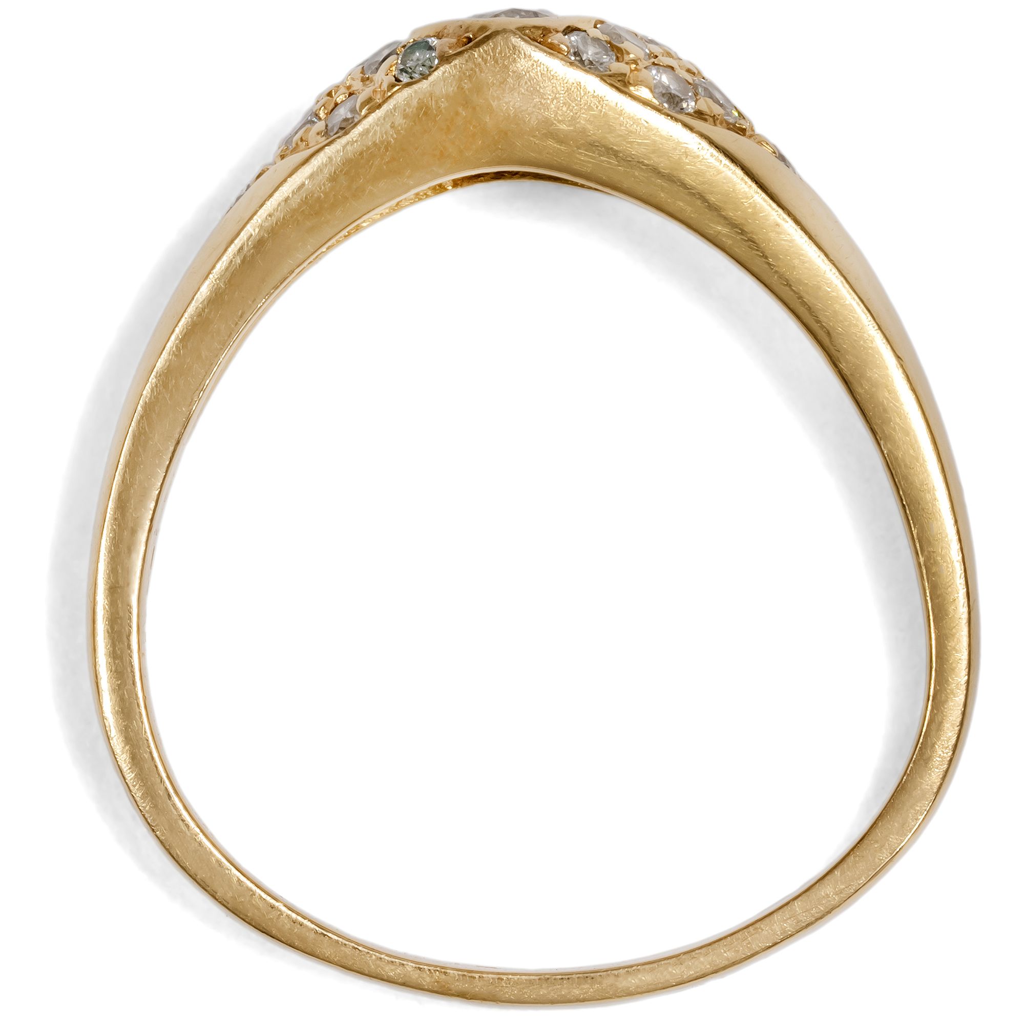 Vintage Goldring mit Diamant im Navetteschliff und Brillanten, Pforzheim um 1985 Vintage Goldring mit Diamant im Navetteschliff und Brillanten, Pforzheim um 1985