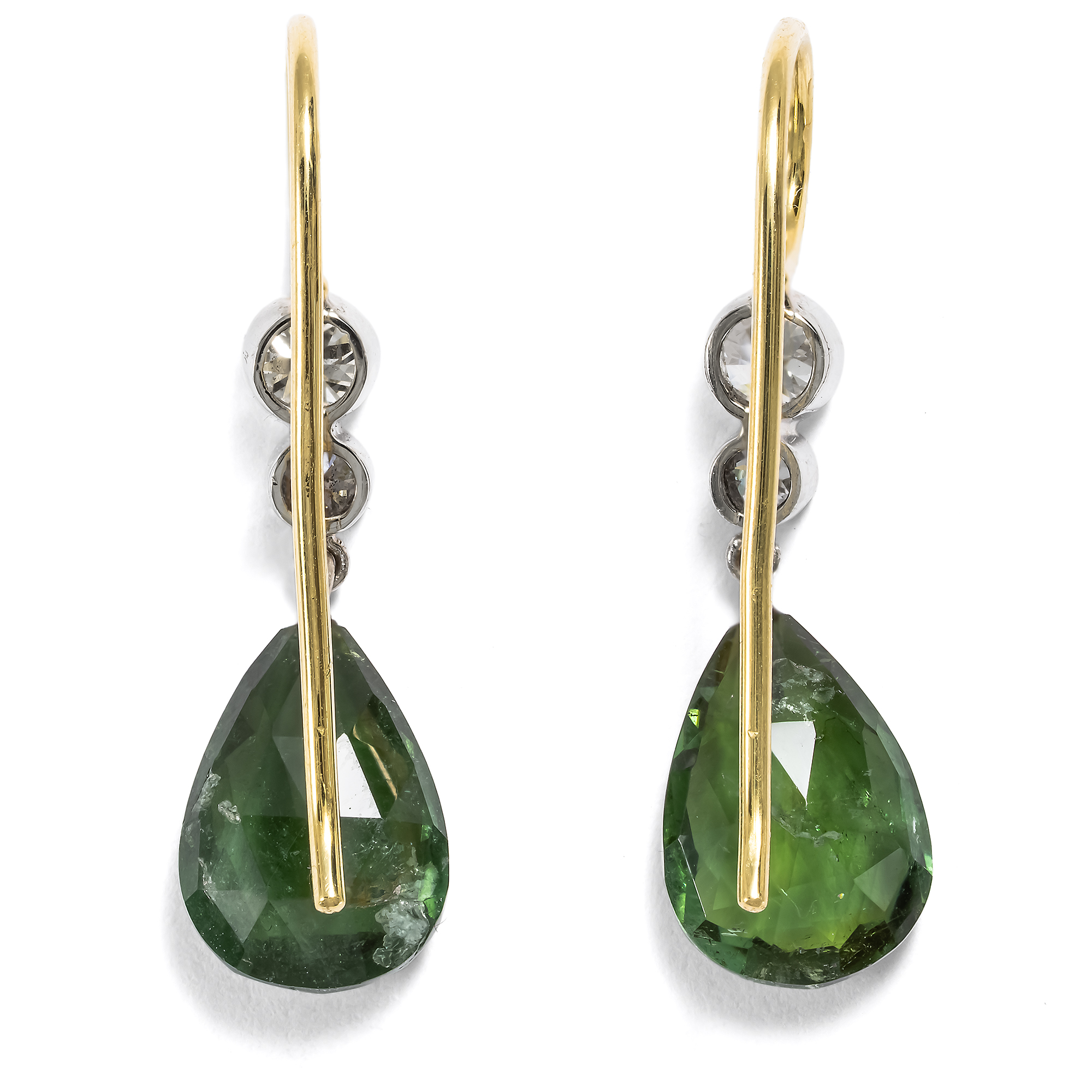 Elegant Earrings Made of Tourmalines and Antique Diamond Elements, From Our Workshop Elegant Earrings Made of Tourmalines and Antique Diamond Elements, From Our Workshop