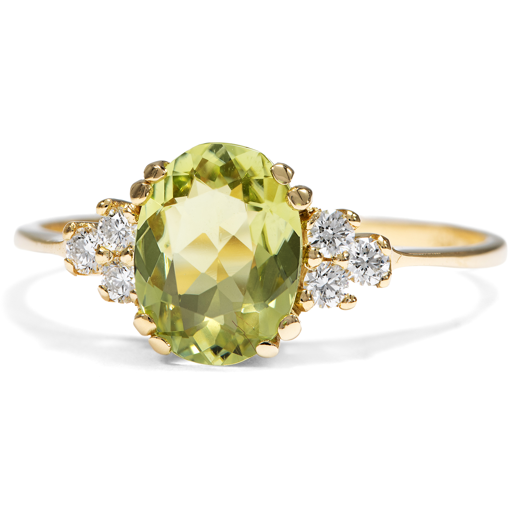 Feiner Ring mit hellgrünem Turmalin & Diamanten in Gold aus unserer Werkstatt Feiner Ring mit hellgrünem Turmalin & Diamanten in Gold aus unserer Werkstatt