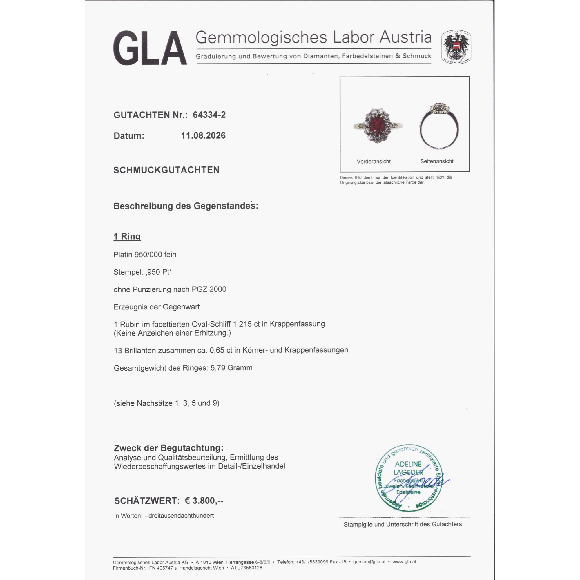 Zeitloser Ring mit unbehandeltem Rubin & Brillanten in Platin, aus unserer Werkstatt Zeitloser Ring mit unbehandeltem Rubin & Brillanten in Platin, aus unserer Werkstatt