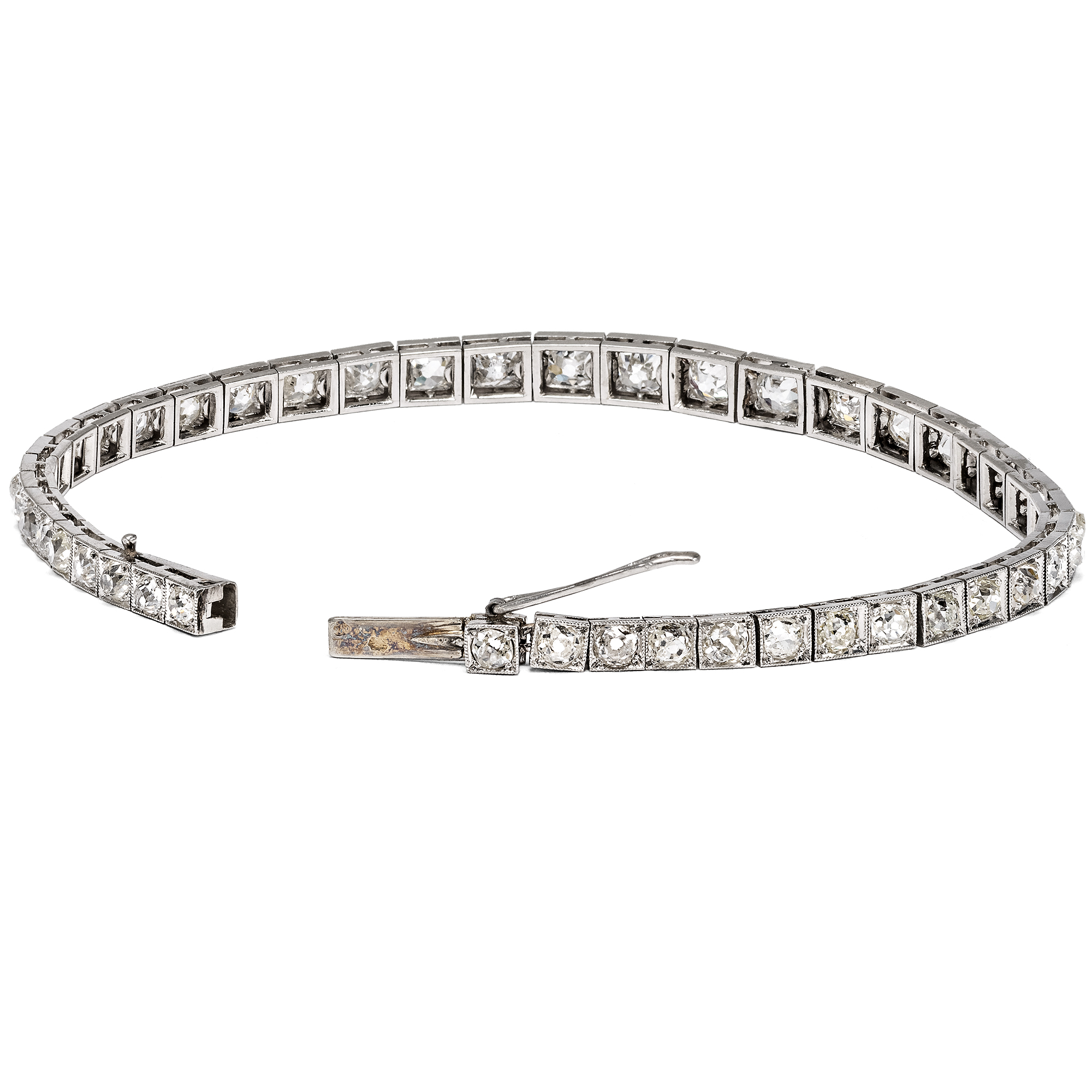 Fabelhaftes Rivière-Armband mit 4,78 ct Diamanten in Platin, Frankreich um 1925 Fabelhaftes Rivière-Armband mit 4,78 ct Diamanten in Platin, Frankreich um 1925