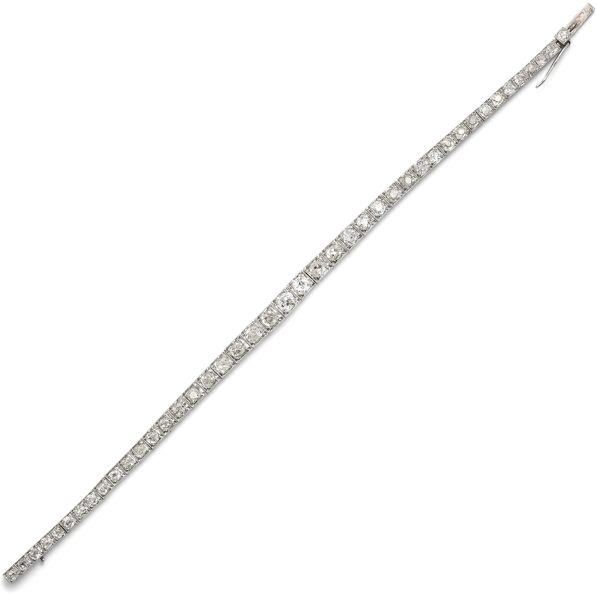 Fabelhaftes Rivière-Armband mit 4,78 ct Diamanten in Platin, Frankreich um 1925 Fabelhaftes Rivière-Armband mit 4,78 ct Diamanten in Platin, Frankreich um 1925