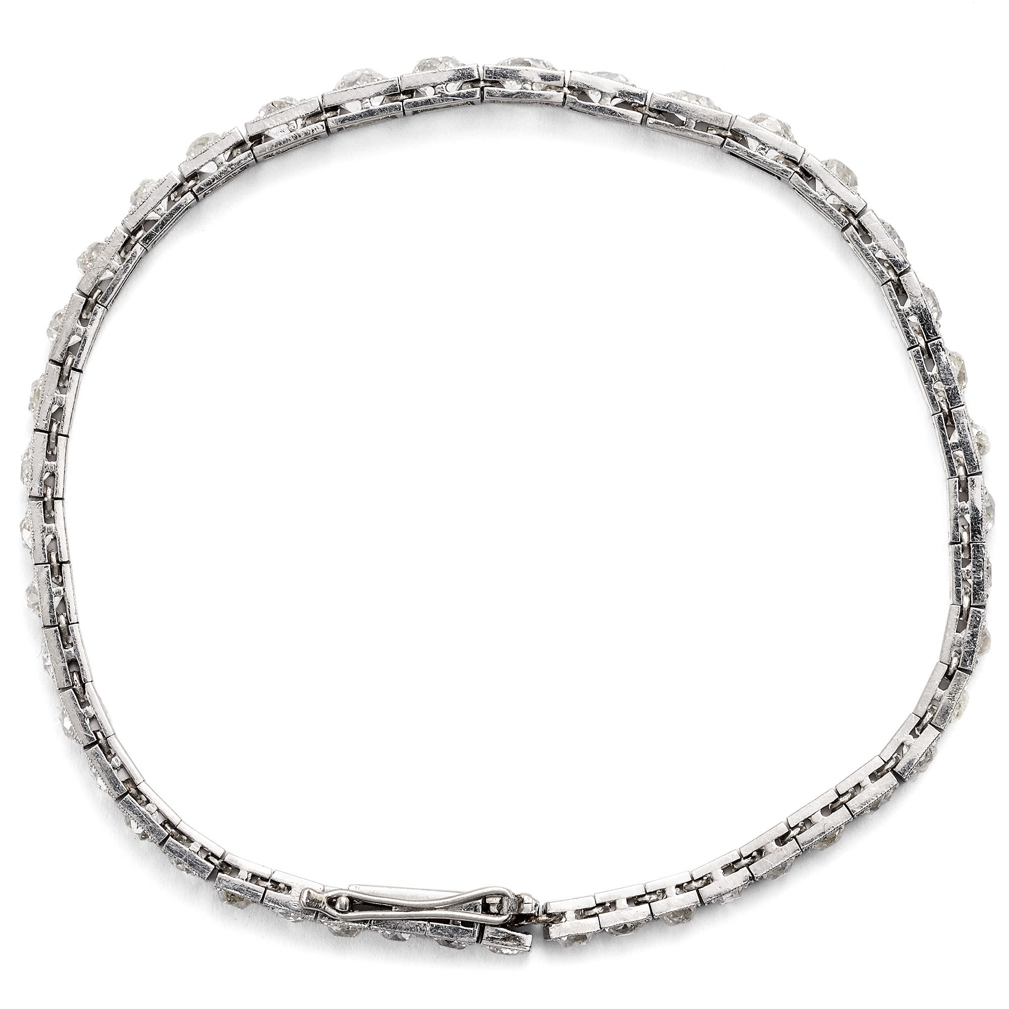 Fabelhaftes Rivière-Armband mit 4,78 ct Diamanten in Platin, Frankreich um 1925 Fabelhaftes Rivière-Armband mit 4,78 ct Diamanten in Platin, Frankreich um 1925