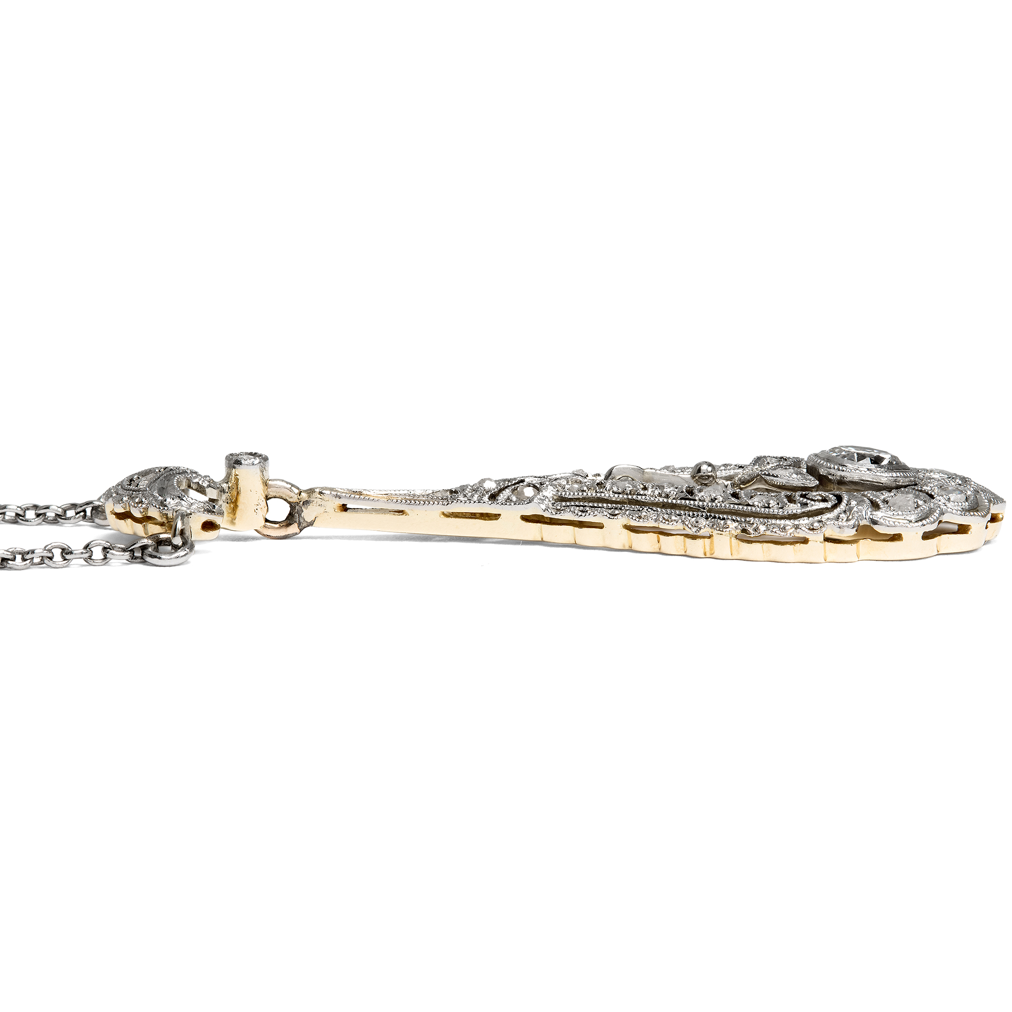 Antikes Collier mit Diamanten in Platin auf Gold, Deutschland um 1915 Antikes Collier mit Diamanten in Platin auf Gold, Deutschland um 1915