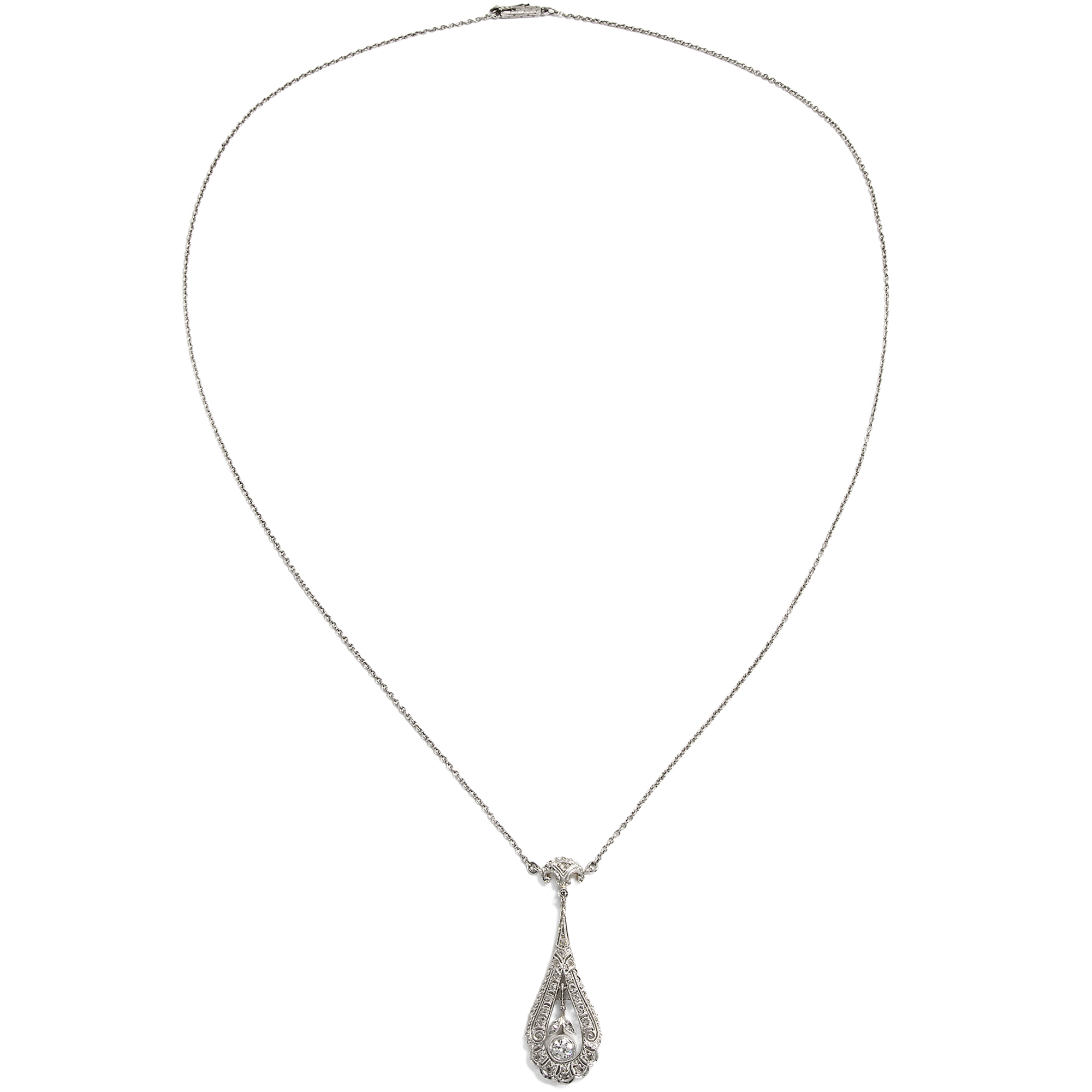 Antikes Collier mit Diamanten in Platin auf Gold, Deutschland um 1915 Antikes Collier mit Diamanten in Platin auf Gold, Deutschland um 1915