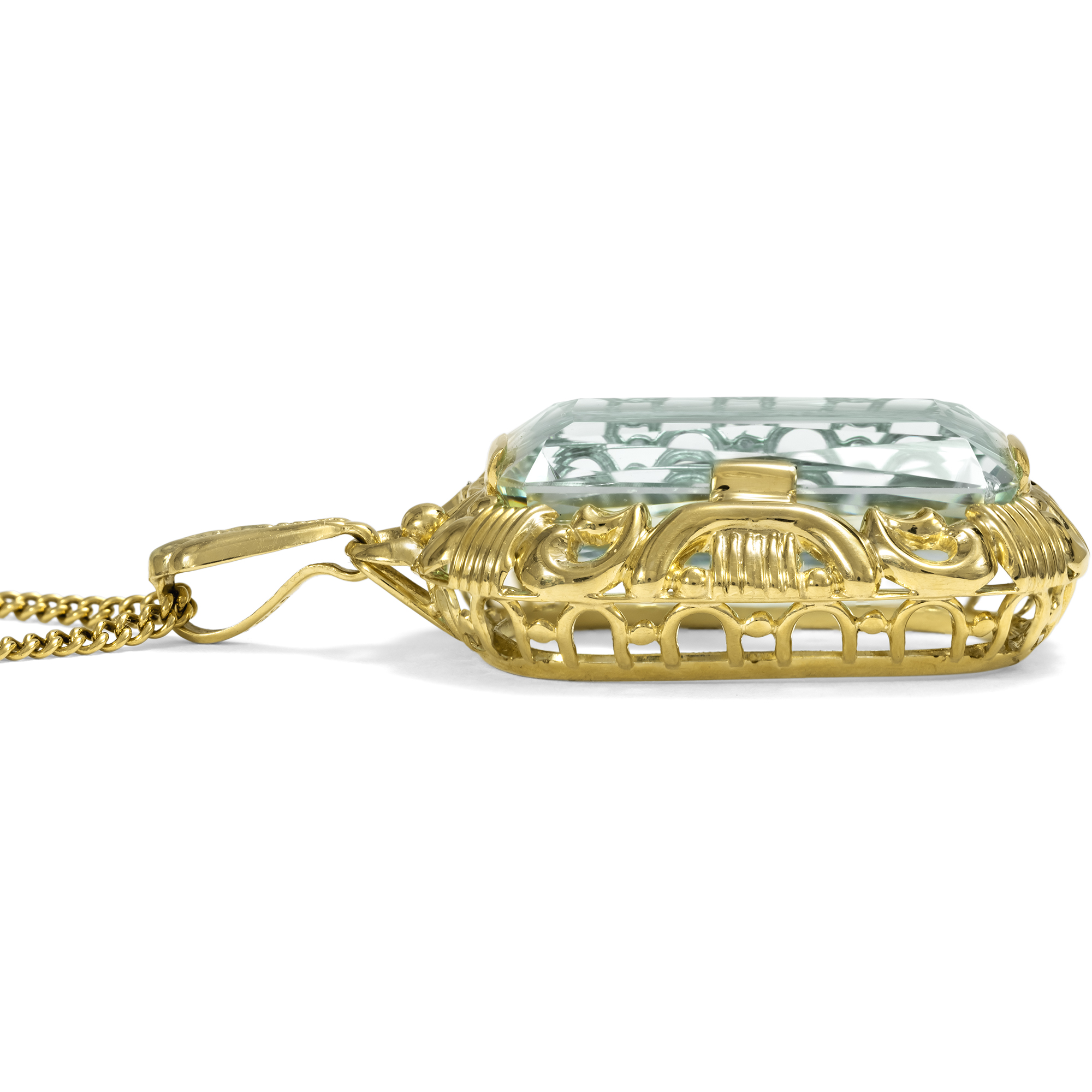 Antiker, eleganter Anhänger aus Gold mit Aquamarin, 1930er Jahre Antiker, eleganter Anhänger aus Gold mit Aquamarin, 1930er Jahre