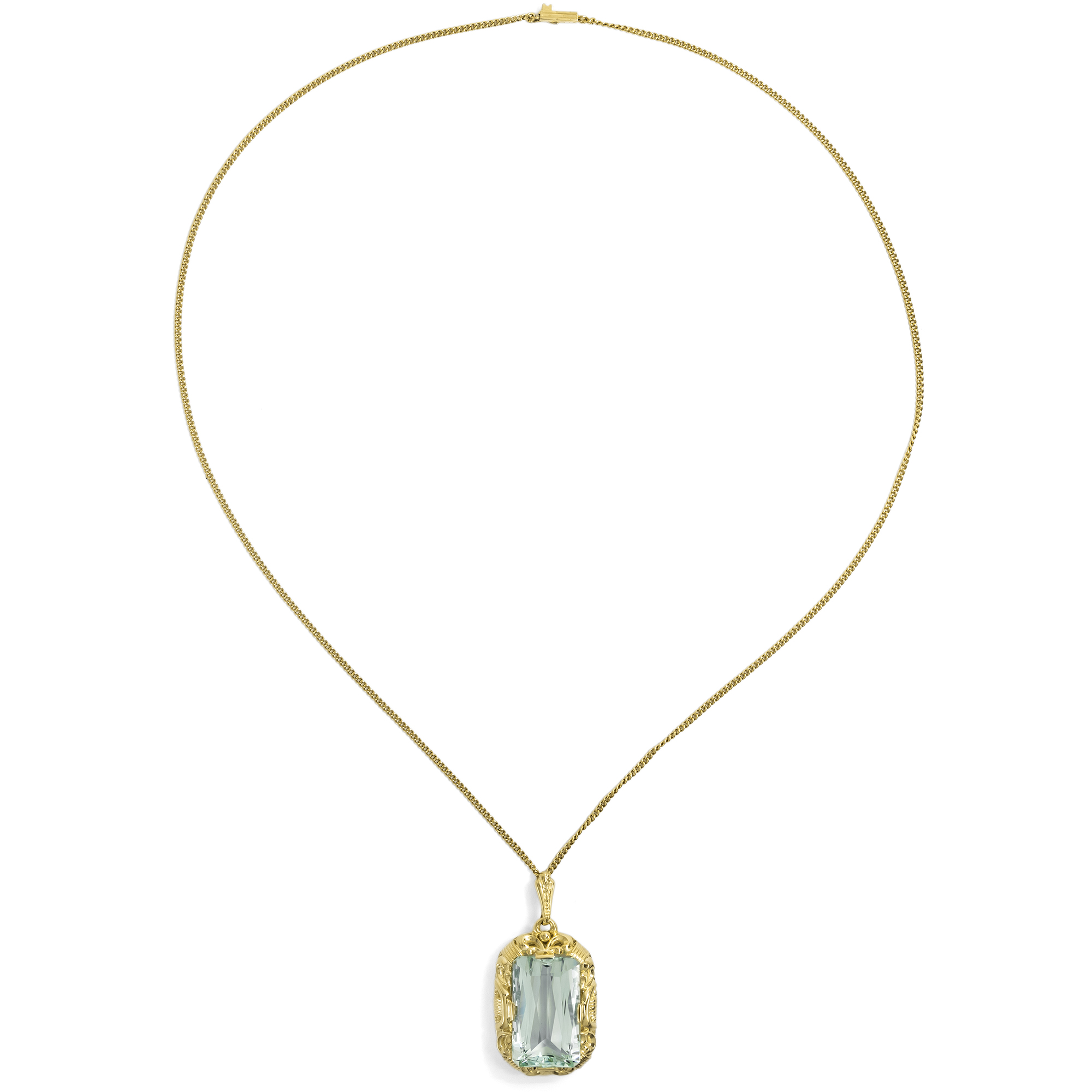 Antiker, eleganter Anhänger aus Gold mit Aquamarin, 1930er Jahre Antiker, eleganter Anhänger aus Gold mit Aquamarin, 1930er Jahre
