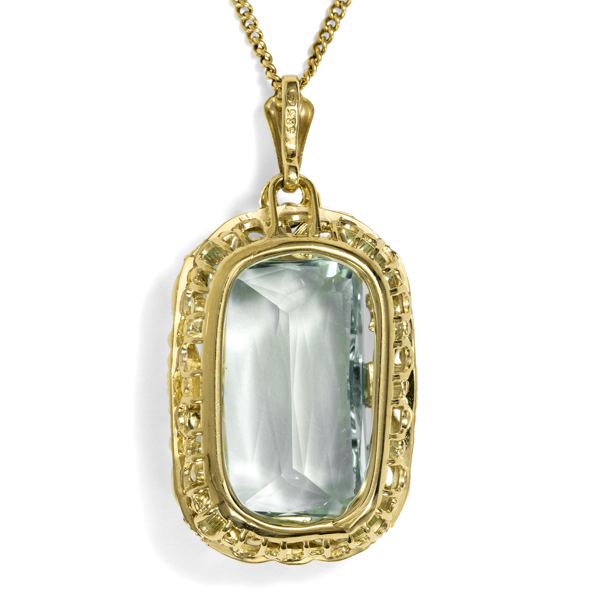 Antiker, eleganter Anhänger aus Gold mit Aquamarin, 1930er Jahre Antiker, eleganter Anhänger aus Gold mit Aquamarin, 1930er Jahre