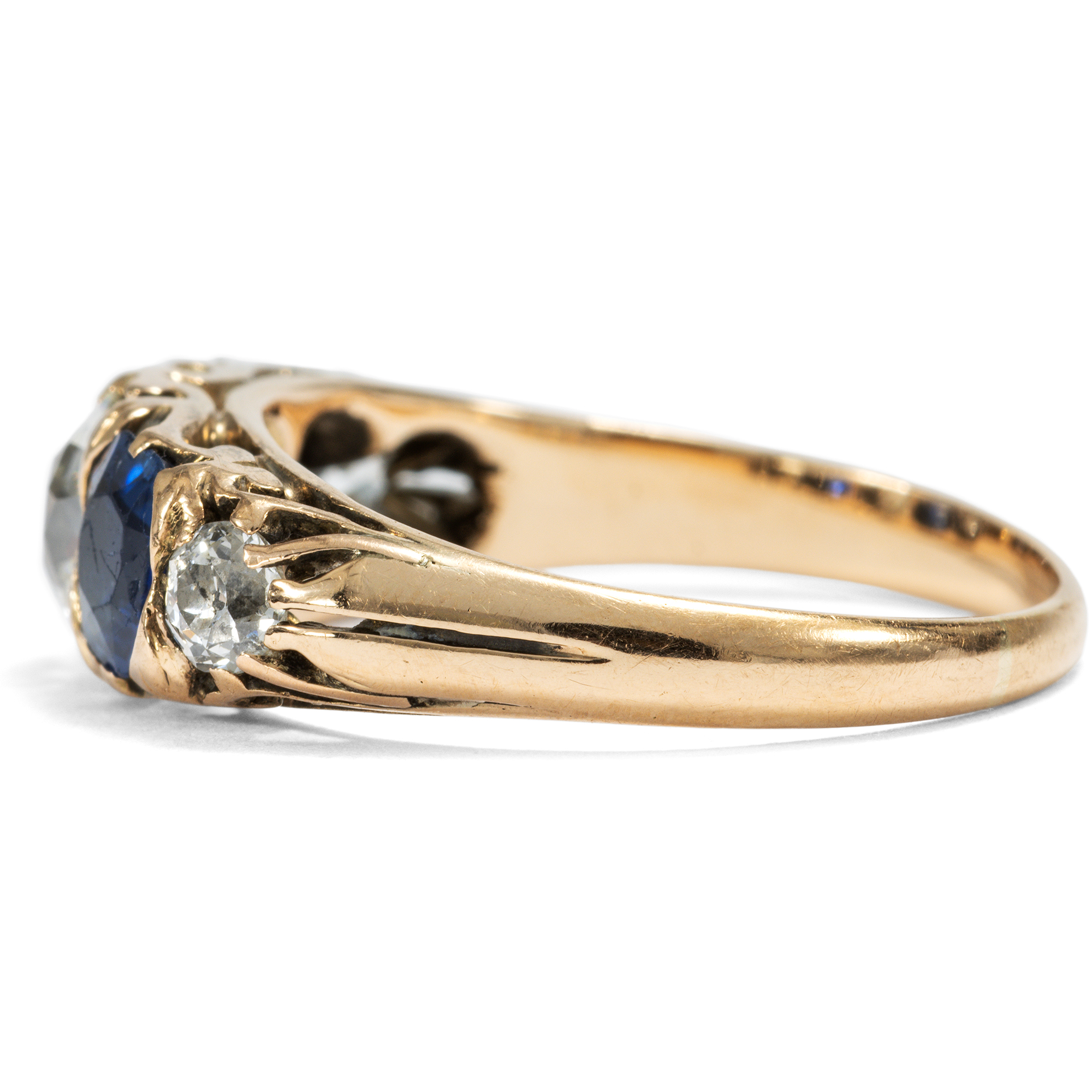 Antiker Ring mit Saphiren & 1,05 ct Diamanten in Gold, um 1900 Antiker Ring mit Saphiren & 1,05 ct Diamanten in Gold, um 1900
