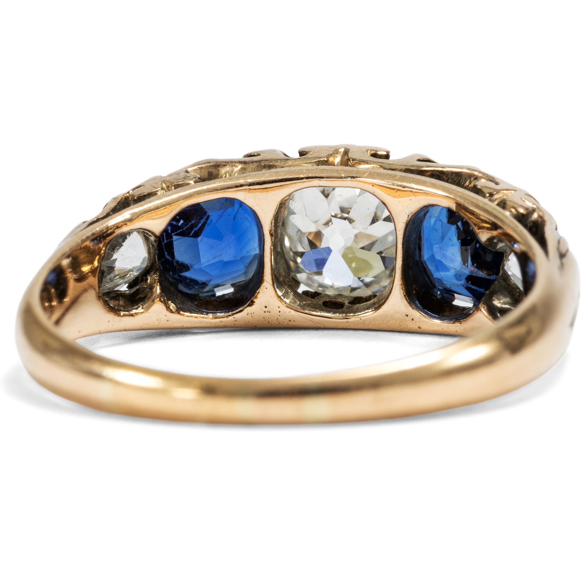 Antiker Ring mit Saphiren & 1,05 ct Diamanten in Gold, um 1900 Antiker Ring mit Saphiren & 1,05 ct Diamanten in Gold, um 1900