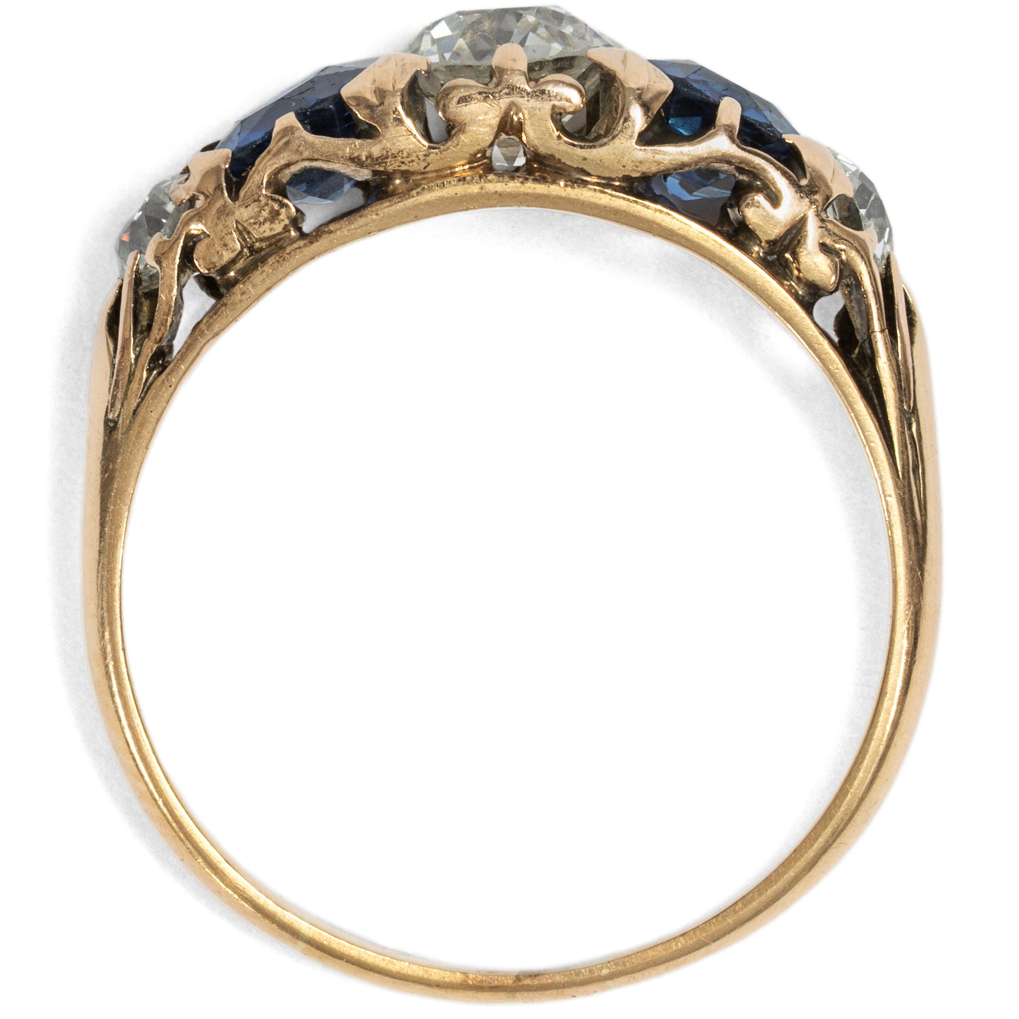 Antiker Ring mit Saphiren & 1,05 ct Diamanten in Gold, um 1900 Antiker Ring mit Saphiren & 1,05 ct Diamanten in Gold, um 1900