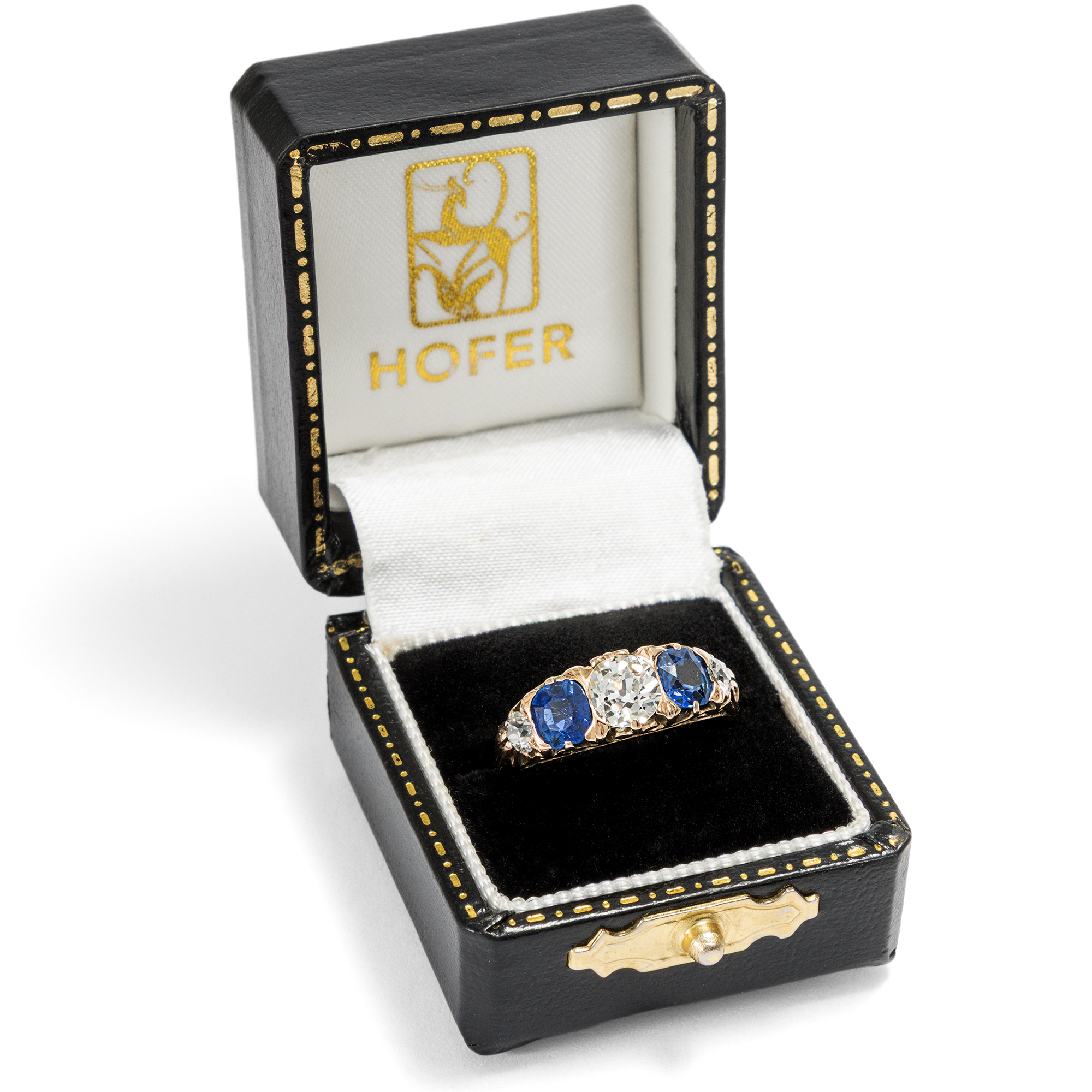 Antiker Ring mit Saphiren & 1,05 ct Diamanten in Gold, um 1900 Antiker Ring mit Saphiren & 1,05 ct Diamanten in Gold, um 1900