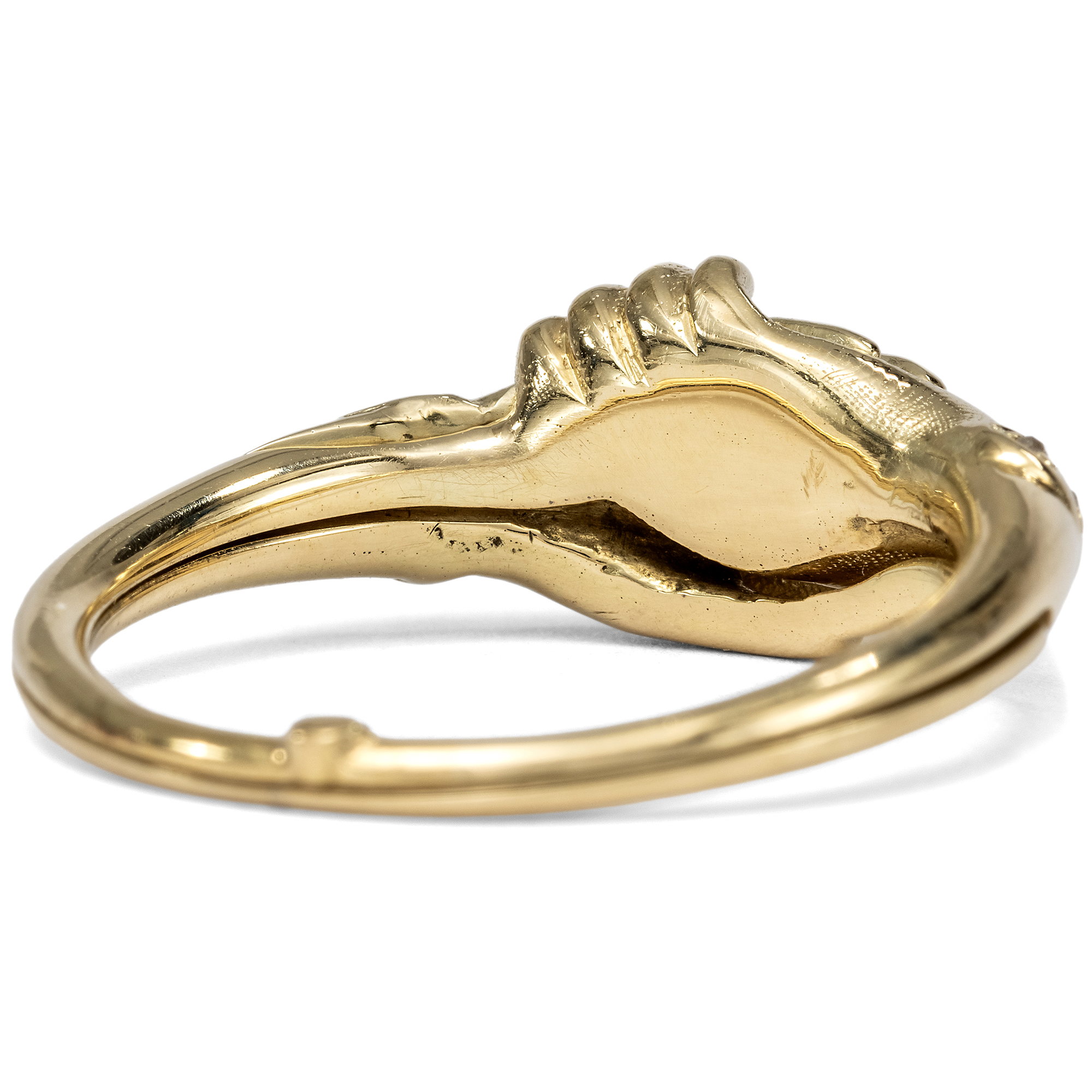 Seltener Gimmel-Ring mit zwei Händen aus Gold mit Diamanten, 2. Hälfte 19. Jhd. Seltener Gimmel-Ring mit zwei Händen aus Gold mit Diamanten, 2. Hälfte 19. Jhd.