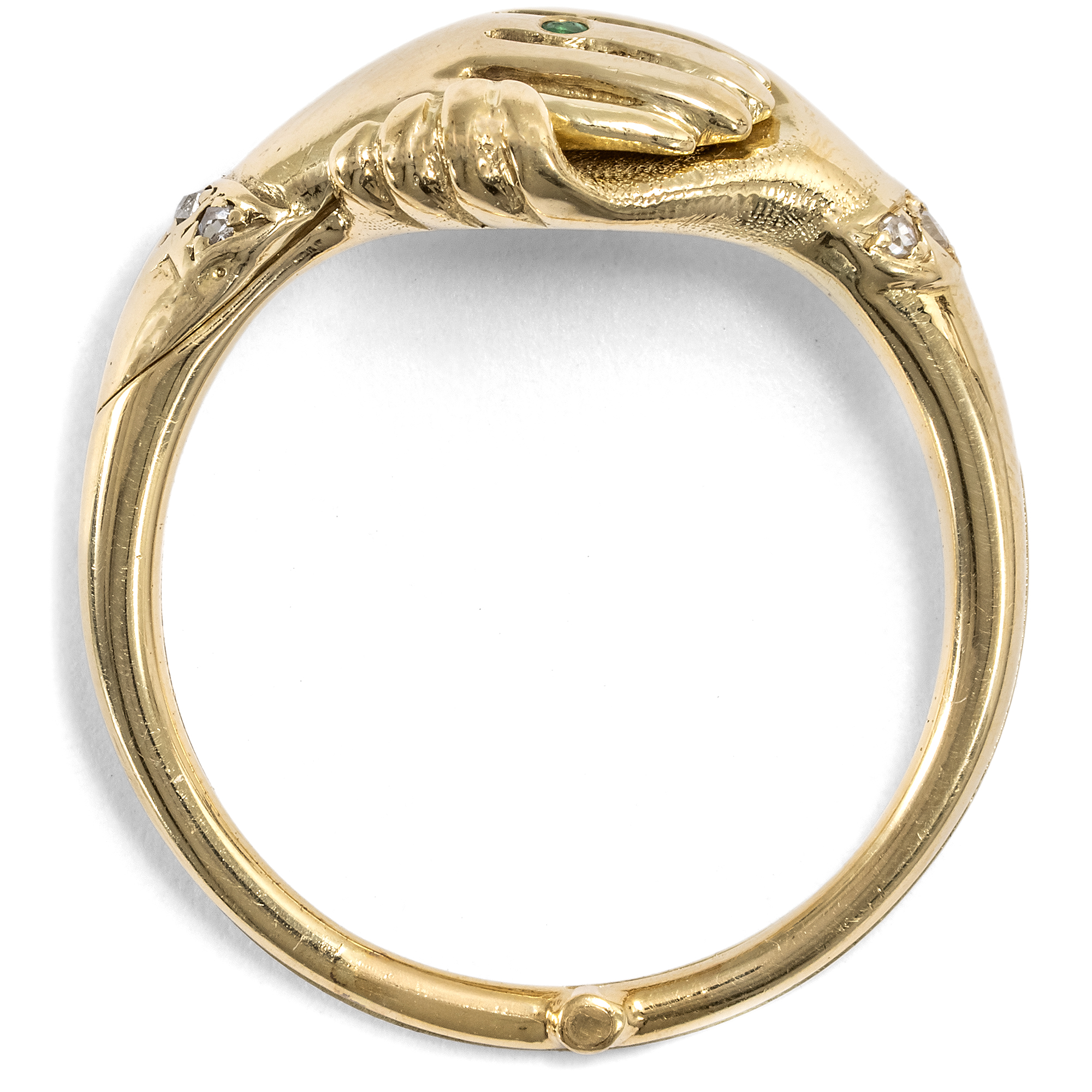Seltener Gimmel-Ring mit zwei Händen aus Gold mit Diamanten, 2. Hälfte 19. Jhd. Seltener Gimmel-Ring mit zwei Händen aus Gold mit Diamanten, 2. Hälfte 19. Jhd.