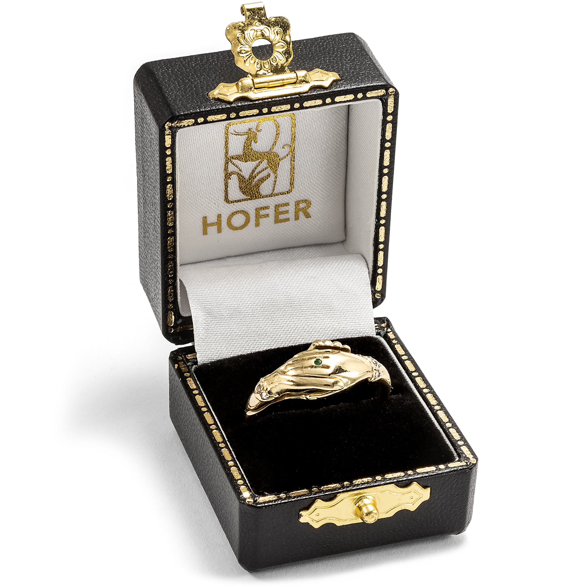 Seltener Gimmel-Ring mit zwei Händen aus Gold mit Diamanten, 2. Hälfte 19. Jhd. Seltener Gimmel-Ring mit zwei Händen aus Gold mit Diamanten, 2. Hälfte 19. Jhd.
