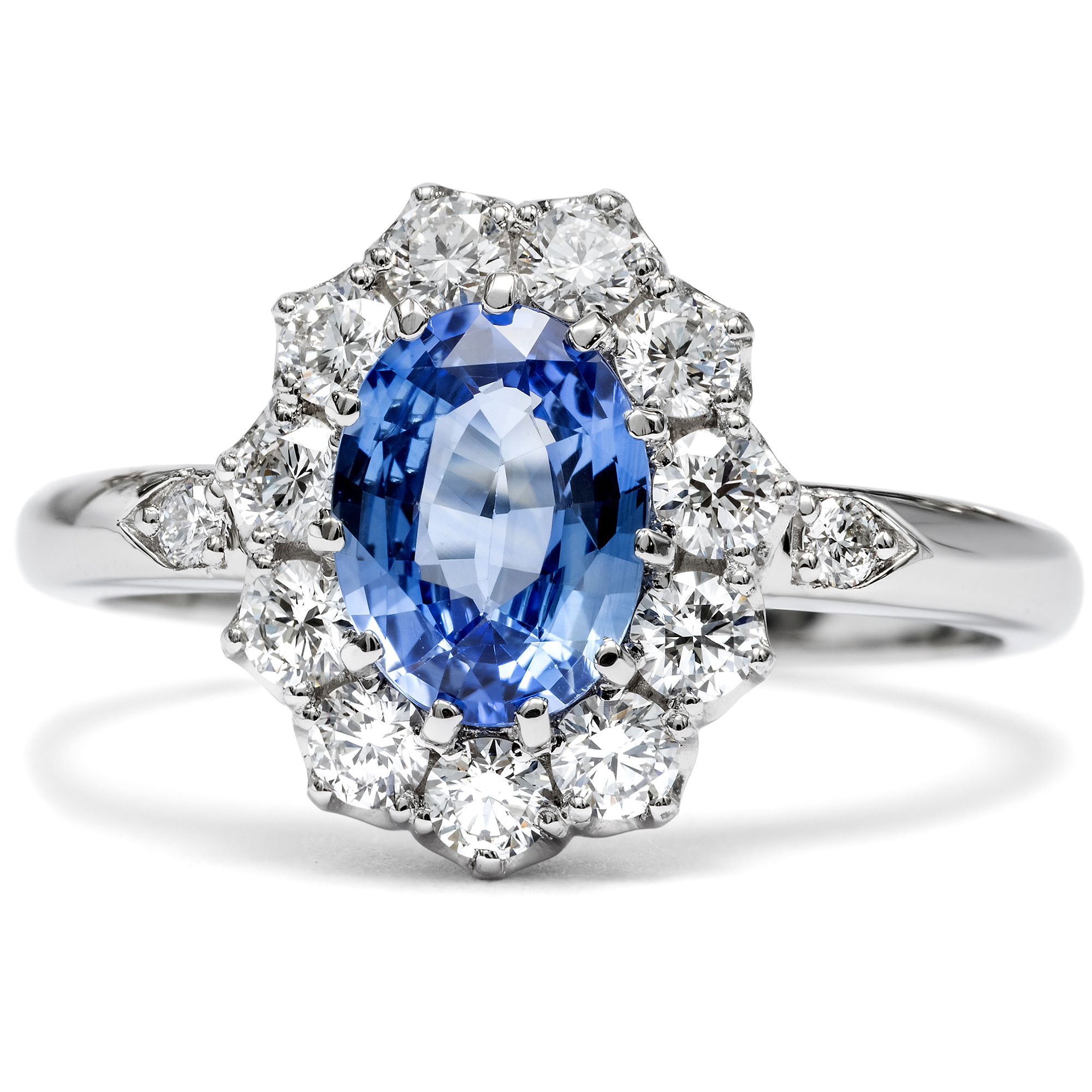 Eleganter Ring mit blauem Saphir & Brillanten in Platin, aus unserer Werkstatt Eleganter Ring mit blauem Saphir & Brillanten in Platin, aus unserer Werkstatt