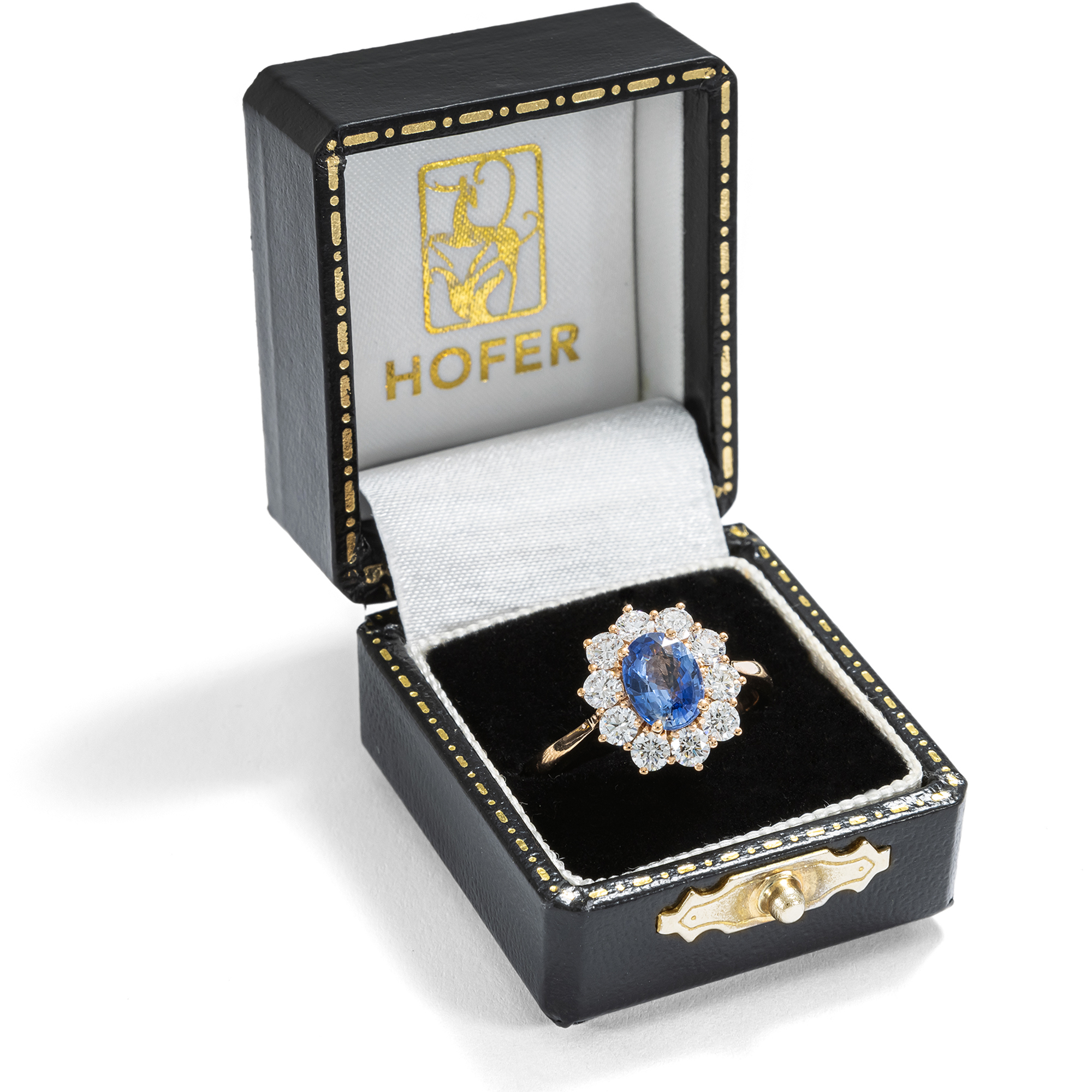 Sommerlicher Ring mit Saphir & Diamanten in Roségold, aus unserer Werkstatt Sommerlicher Ring mit Saphir & Diamanten in Roségold, aus unserer Werkstatt