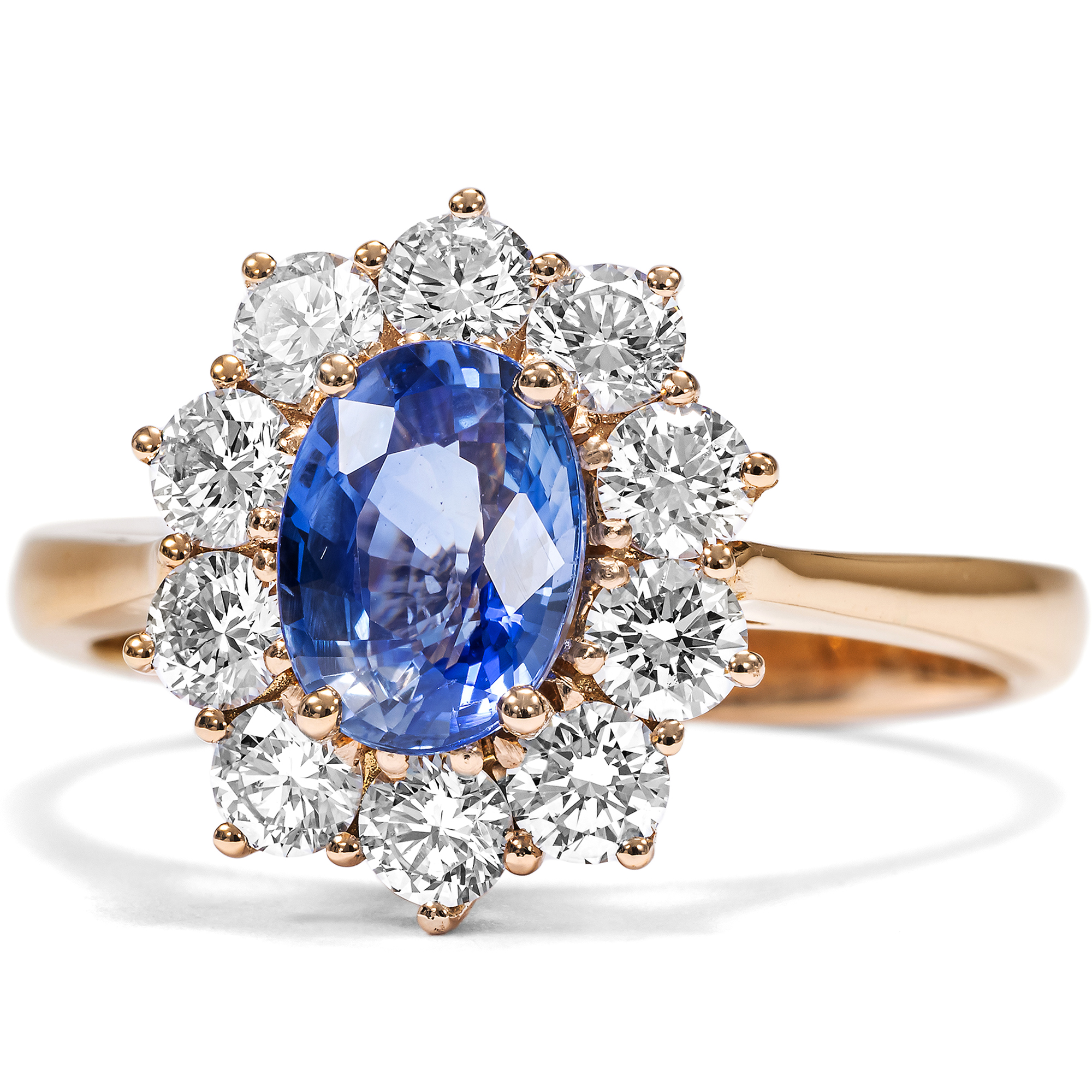 Sommerlicher Ring mit Saphir & Diamanten in Roségold, aus unserer Werkstatt Sommerlicher Ring mit Saphir & Diamanten in Roségold, aus unserer Werkstatt
