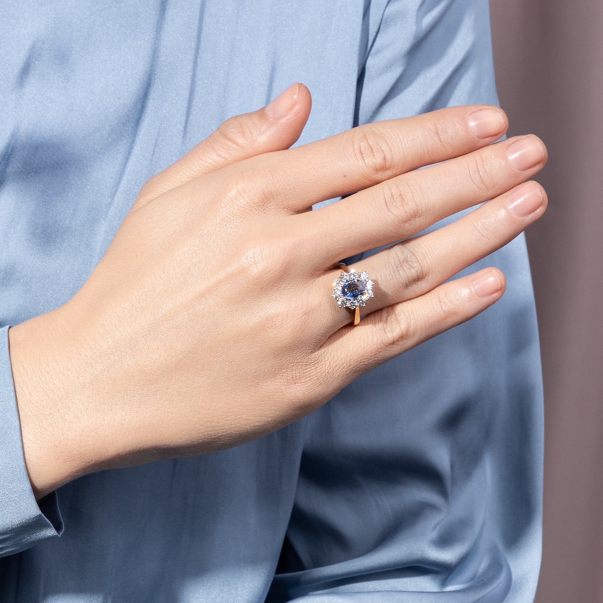 Timeless Ring with Sapphire & Diamonds in Rose Gold, Handcrafted in Our Workshop Timeless Ring with Sapphire & Diamonds in Rose Gold, Handcrafted in Our Workshop