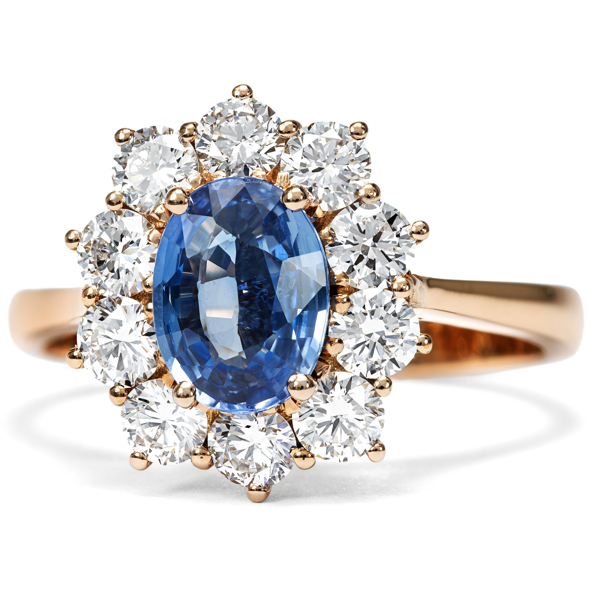 Timeless Ring with Sapphire & Diamonds in Rose Gold, Handcrafted in Our Workshop Timeless Ring with Sapphire & Diamonds in Rose Gold, Handcrafted in Our Workshop