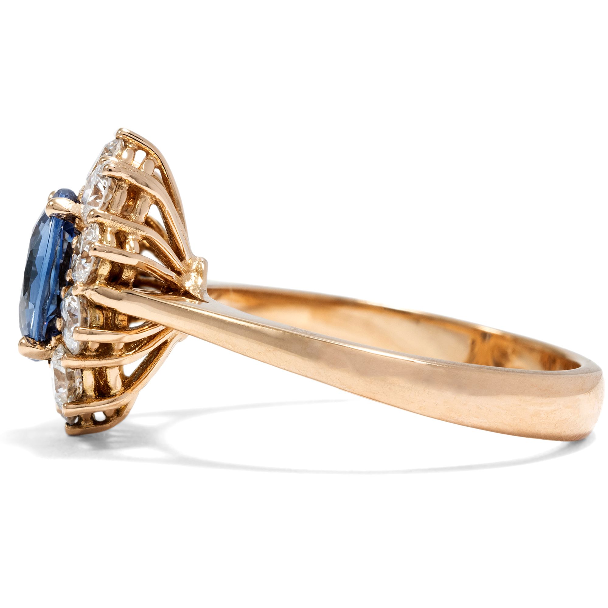Timeless Ring with Sapphire & Diamonds in Rose Gold, Handcrafted in Our Workshop Timeless Ring with Sapphire & Diamonds in Rose Gold, Handcrafted in Our Workshop