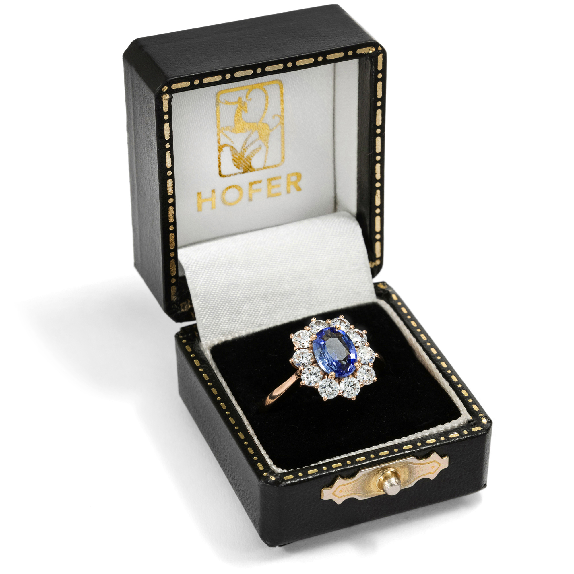 Timeless Ring with Sapphire & Diamonds in Rose Gold, Handcrafted in Our Workshop Timeless Ring with Sapphire & Diamonds in Rose Gold, Handcrafted in Our Workshop