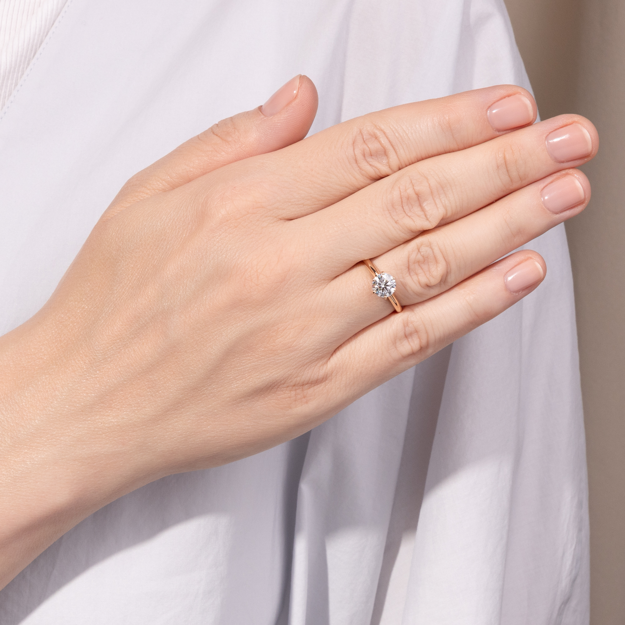 Klassischer Verlobungsring mit 1,10 ct Brillant (G, IF) in Roségold, aus unserer Werkstatt Klassischer Verlobungsring mit 1,10 ct Brillant (G, IF) in Roségold, aus unserer Werkstatt