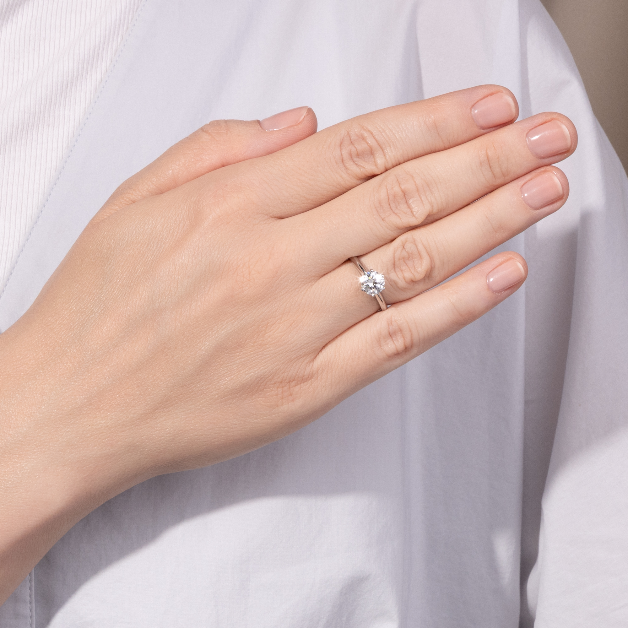 Klassischer Verlobungsring mit 1,10 ct Brillant (E, VVS2) in Platin, aus unserer Werkstatt Klassischer Verlobungsring mit 1,10 ct Brillant (E, VVS2) in Platin, aus unserer Werkstatt