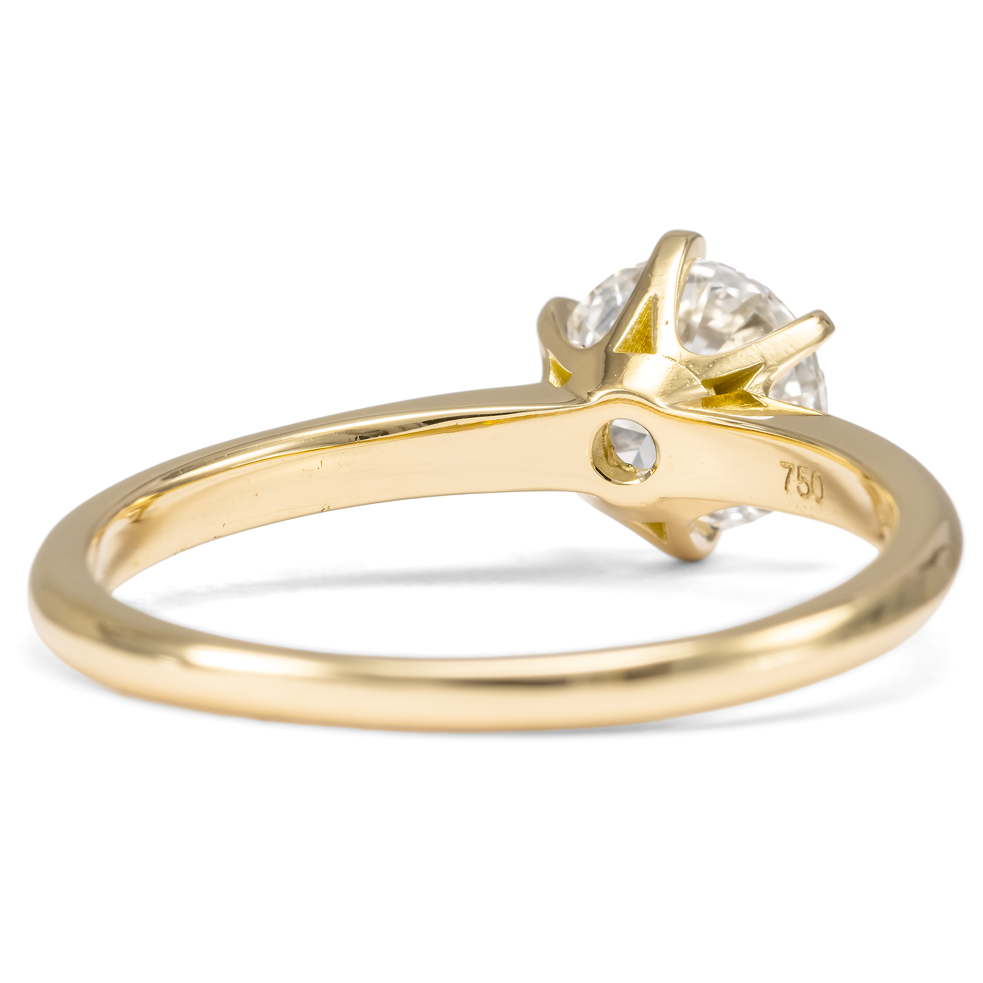 Klassischer Verlobungsring mit 1,07 ct Brillant (F, IF) in Gelbgold, aus unserer Werkstatt Klassischer Verlobungsring mit 1,07 ct Brillant (F, IF) in Gelbgold, aus unserer Werkstatt