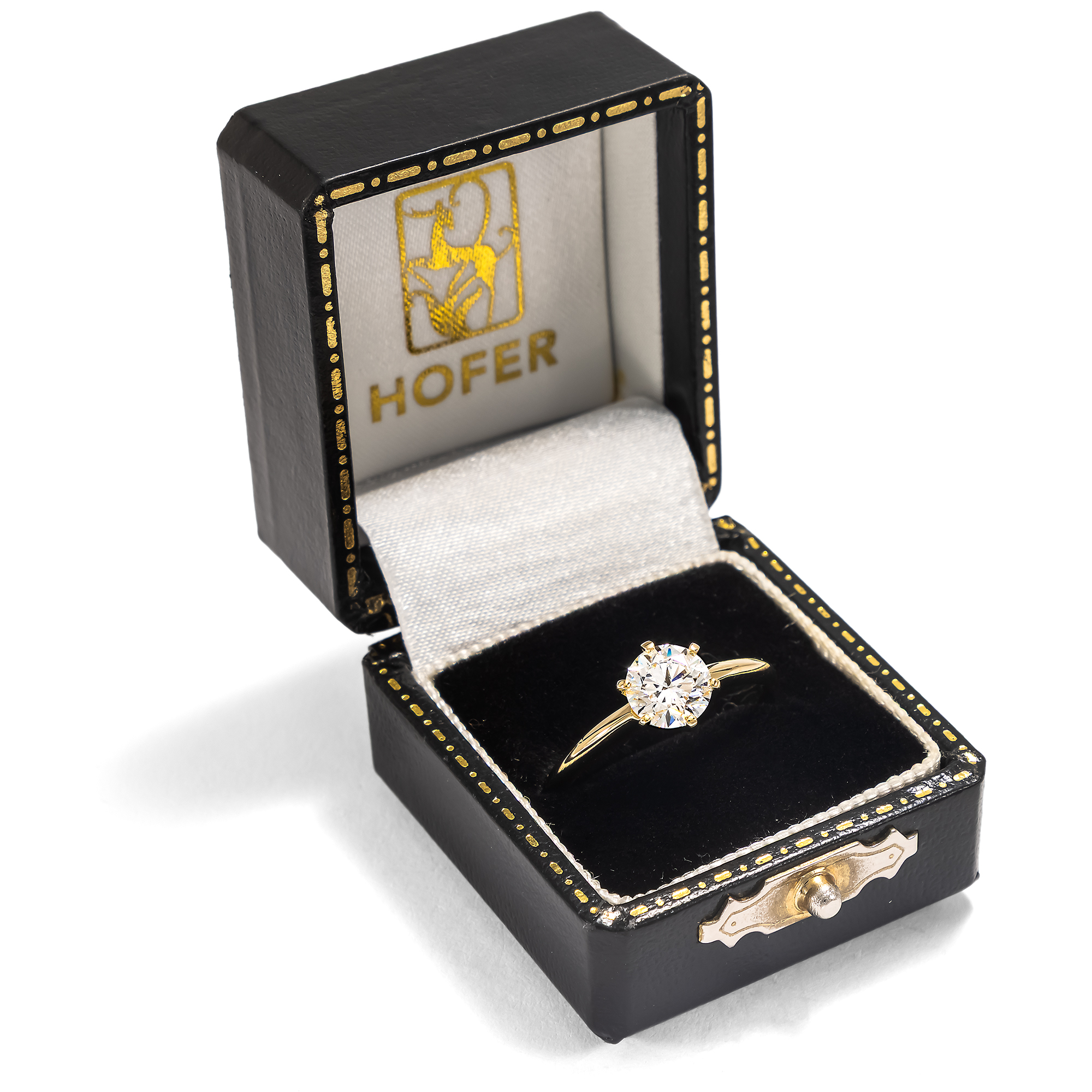 Klassischer Verlobungsring mit 1,07 ct Brillant (F, IF) in Gelbgold, aus unserer Werkstatt Klassischer Verlobungsring mit 1,07 ct Brillant (F, IF) in Gelbgold, aus unserer Werkstatt