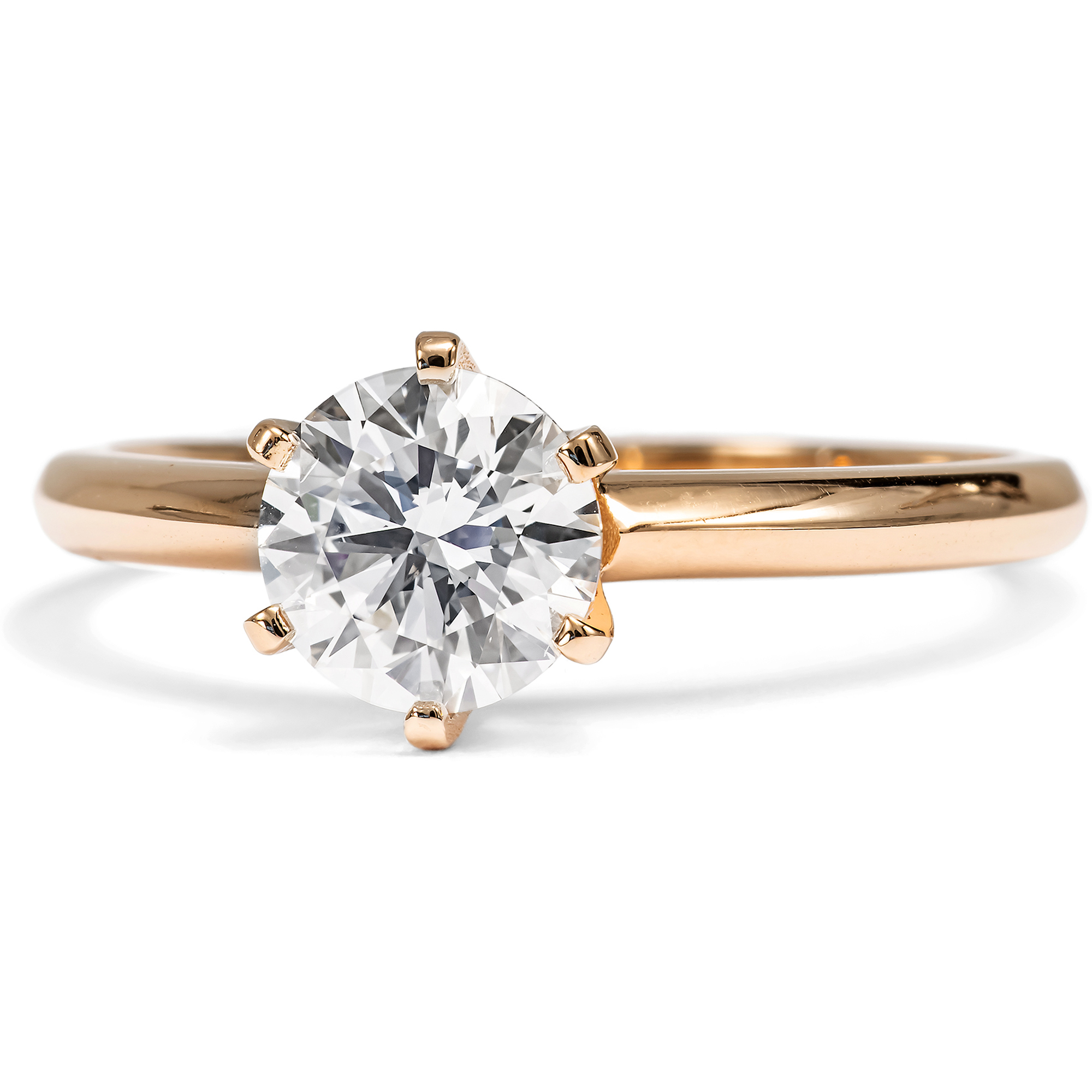 Klassischer Verlobungsring mit 1,01 ct Brillant (G, VS1) in Roségold, aus unserer Werkstatt Klassischer Verlobungsring mit 1,01 ct Brillant (G, VS1) in Roségold, aus unserer Werkstatt