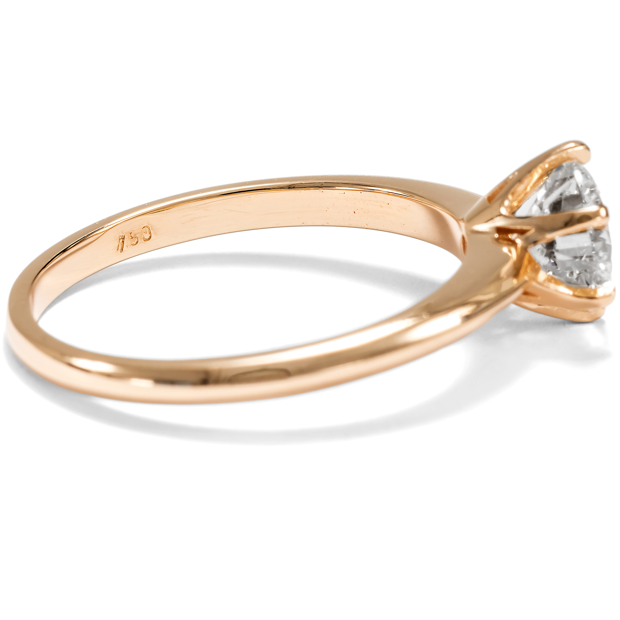 Klassischer Verlobungsring mit 1,01 ct Brillant (G, VS1) in Roségold, aus unserer Werkstatt Klassischer Verlobungsring mit 1,01 ct Brillant (G, VS1) in Roségold, aus unserer Werkstatt